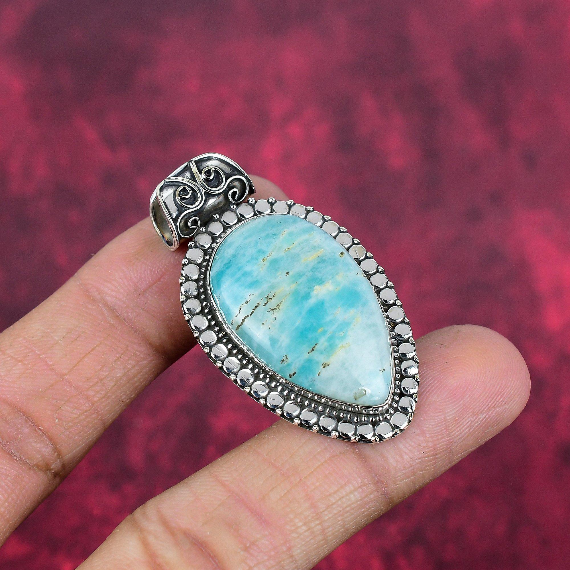 Amazonite Pendant, 925 Solid Sterling Silver Pendant Handmade Gemstone Jewelry, Gifts For Wife Brand New Pendant