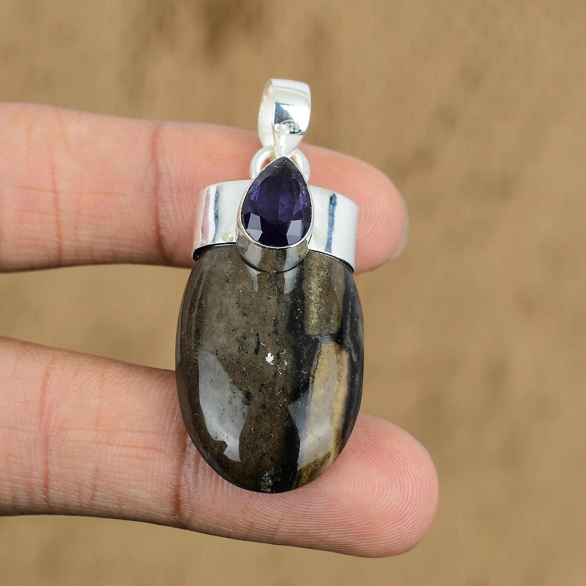 Natural Coconut Jasper Gemstone Jewelry 925 Sterling Silver Pendant For Girls