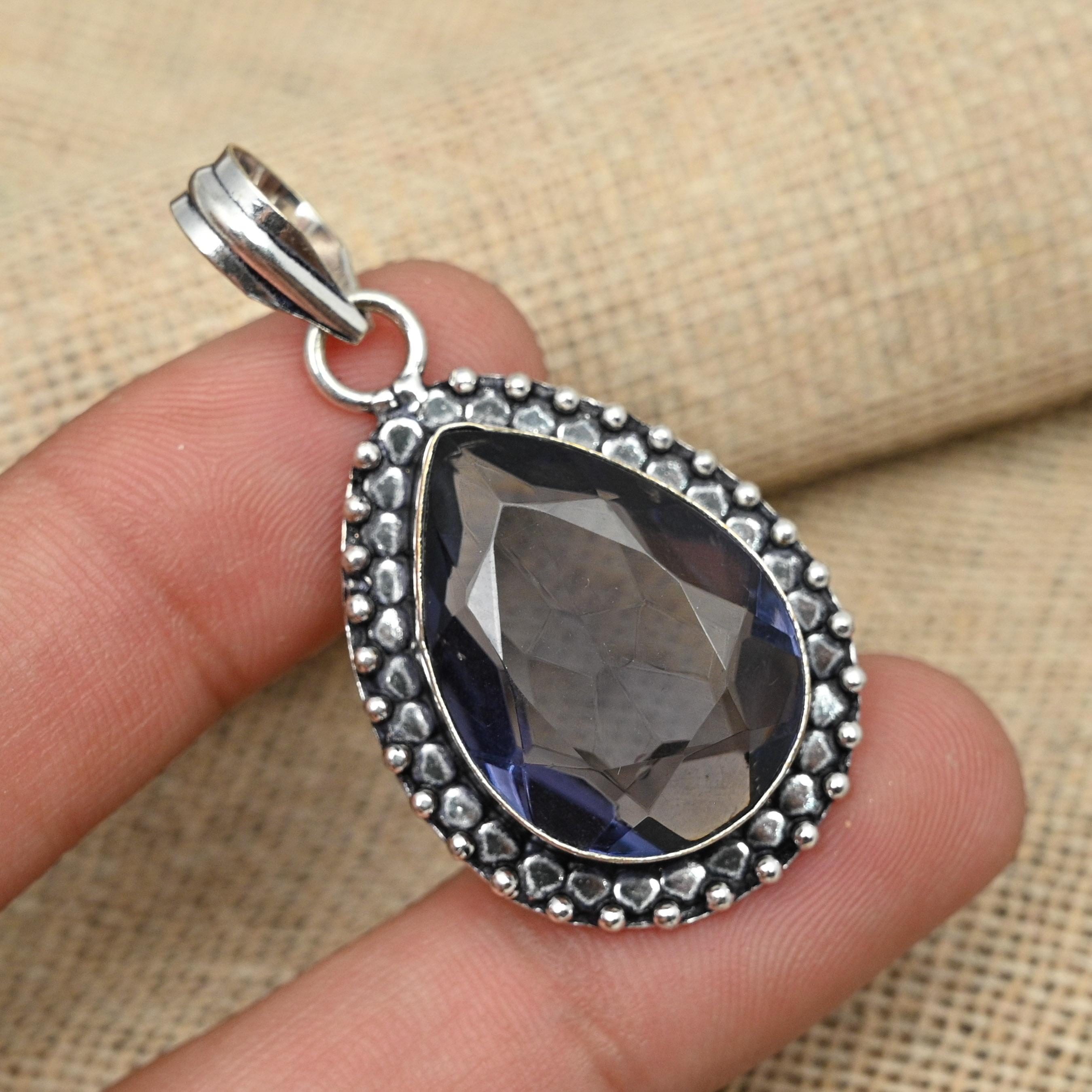 Amethyst Gemstone Pendant 925 Sterling Silver Handmade Purple Stone Jewelry For Gifts