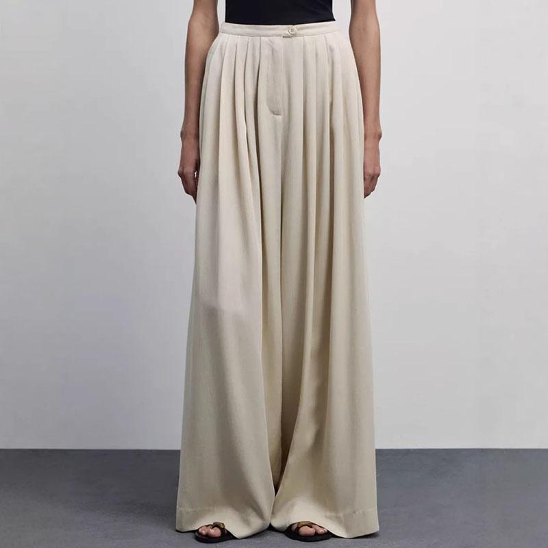 Causal Solid Draped Mopping Pants Women Loose High Waist Wide Leg Trousers Spring Autumn Versatile Commuting Pants