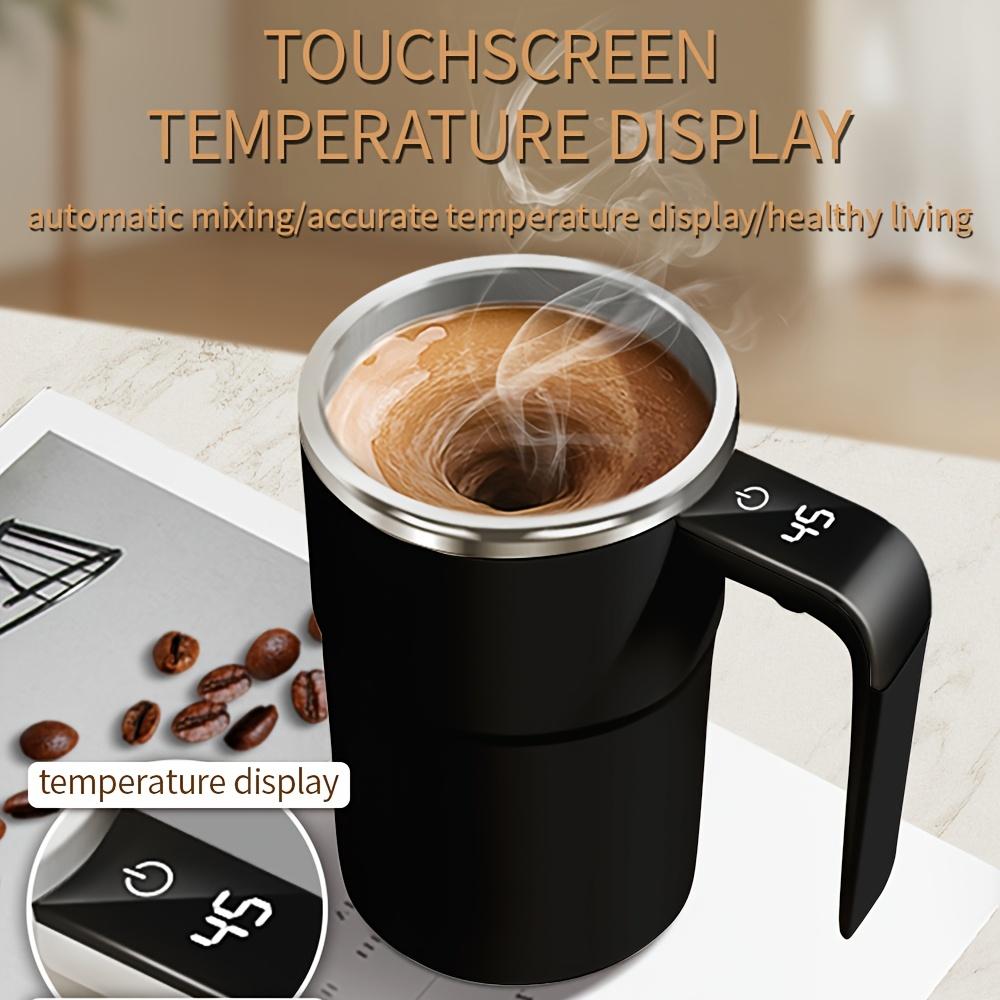 Smart Self-Stirring Coffee Mug with LED Temperature Display - 304 Stainless Steel, USB Rechargeable, Auto-Off Feature for Easy Heat Preservation