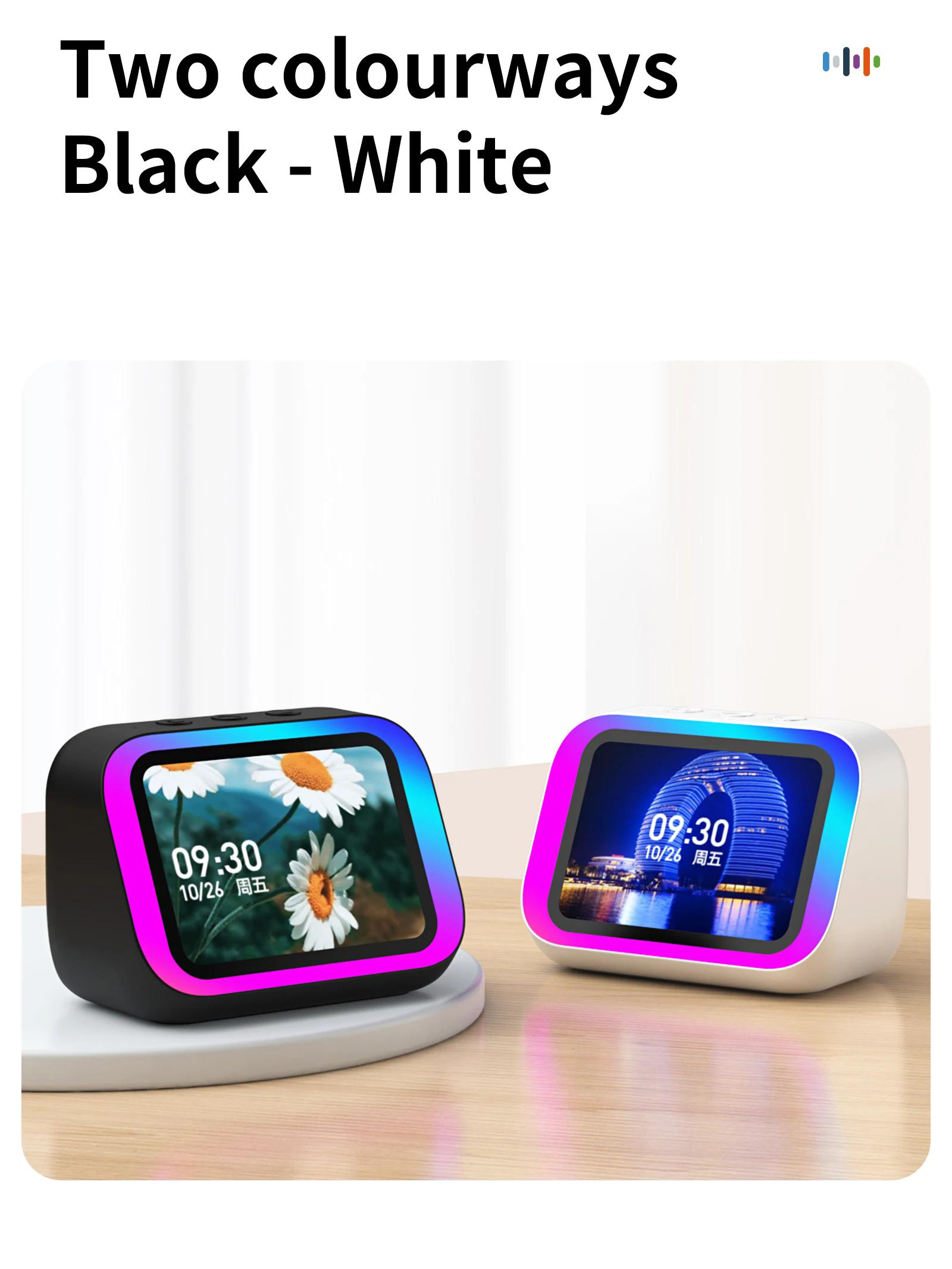 Chytrý Bluetooth reproduktor Inteligentní Velkoobrazovkový Displej Počasí Teploty Stolní Reproduktor Hodiny Dekorace do Ložnice Hlasový Asistent