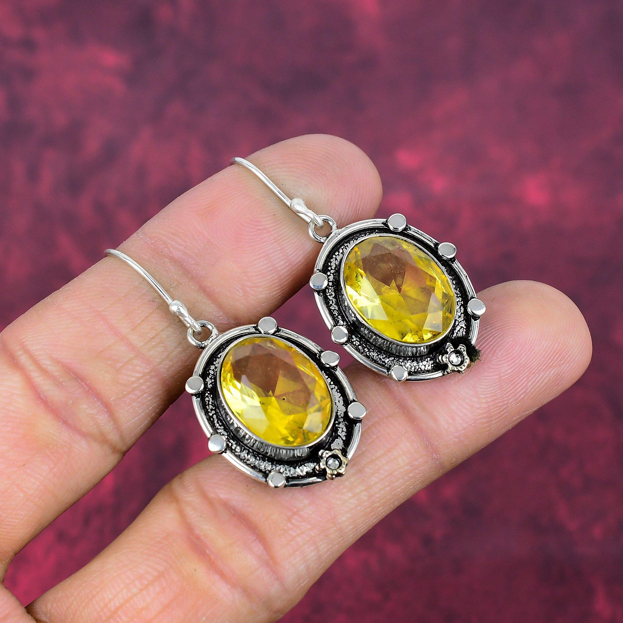 Citrine Earrings, 925 Solid Sterling Silver Gemstone Jewelry, Handmade Earrings, For Thanksgiving