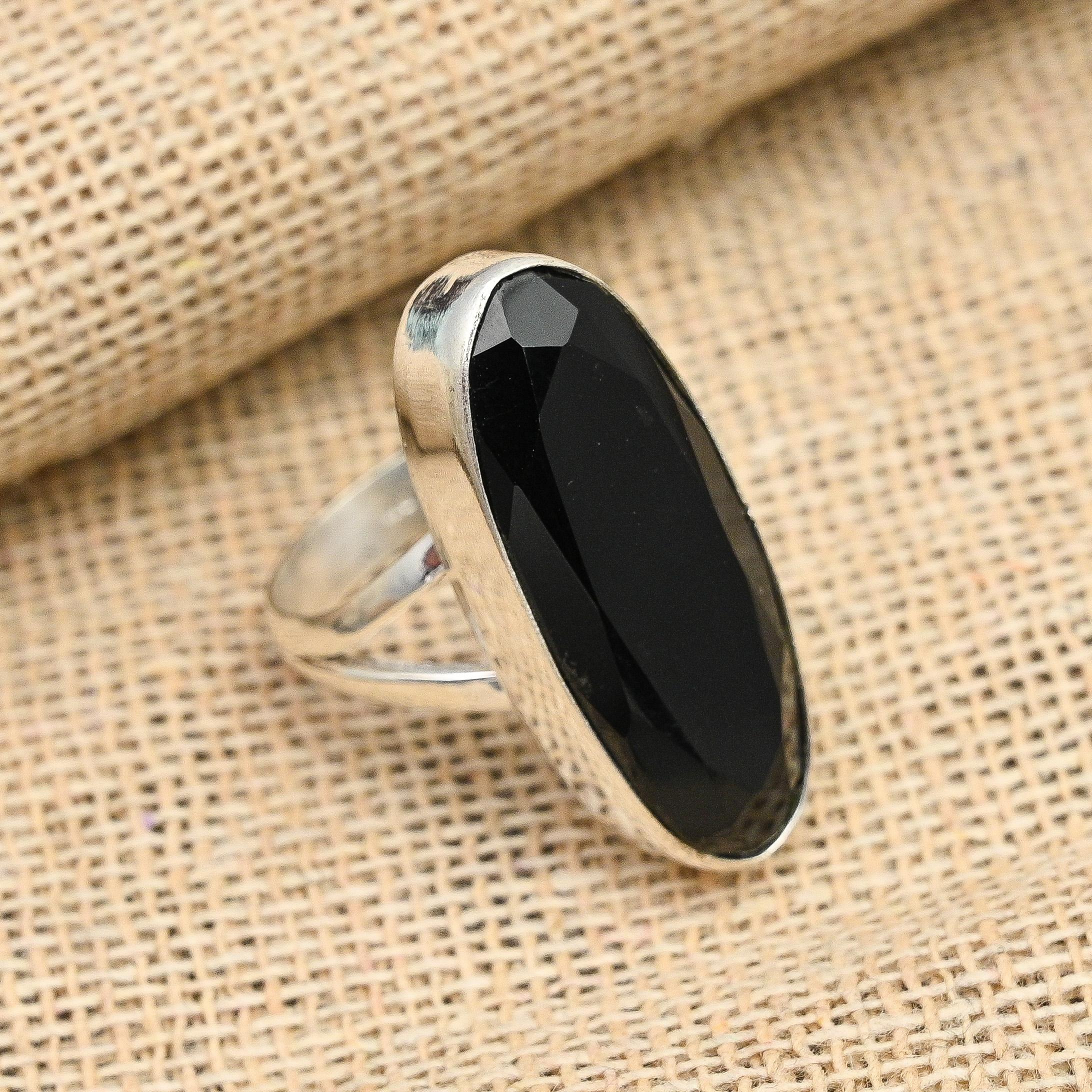 Lovely Black Spinel Gemstone 925 Sterling Silver Handmade Ring Jewlery For Her