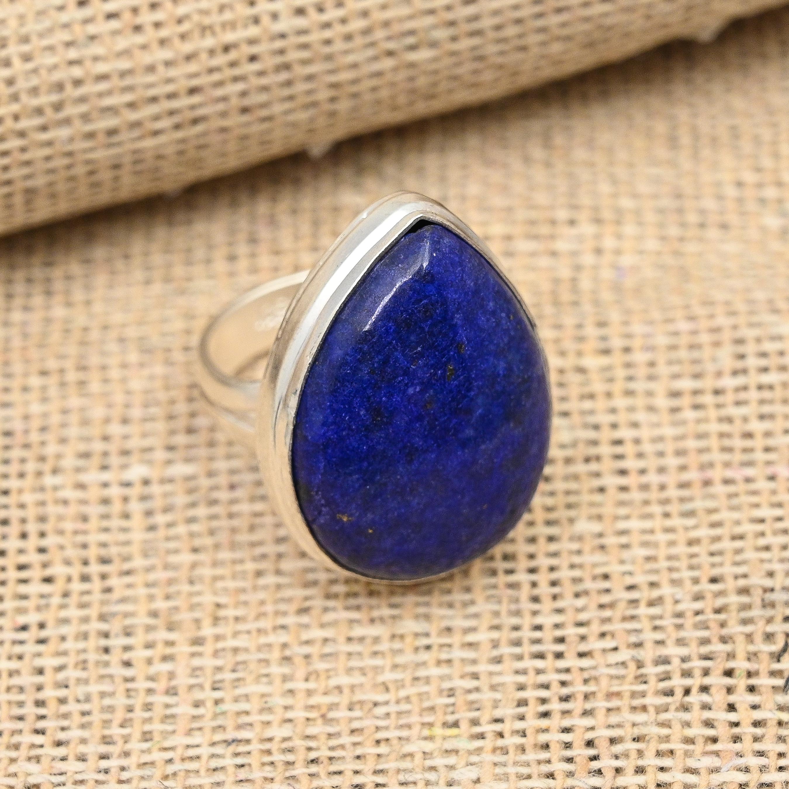 Lapis Lazuli Gemstone Handmade Solid 925 Sterling Silver Ring Jewelry For Women