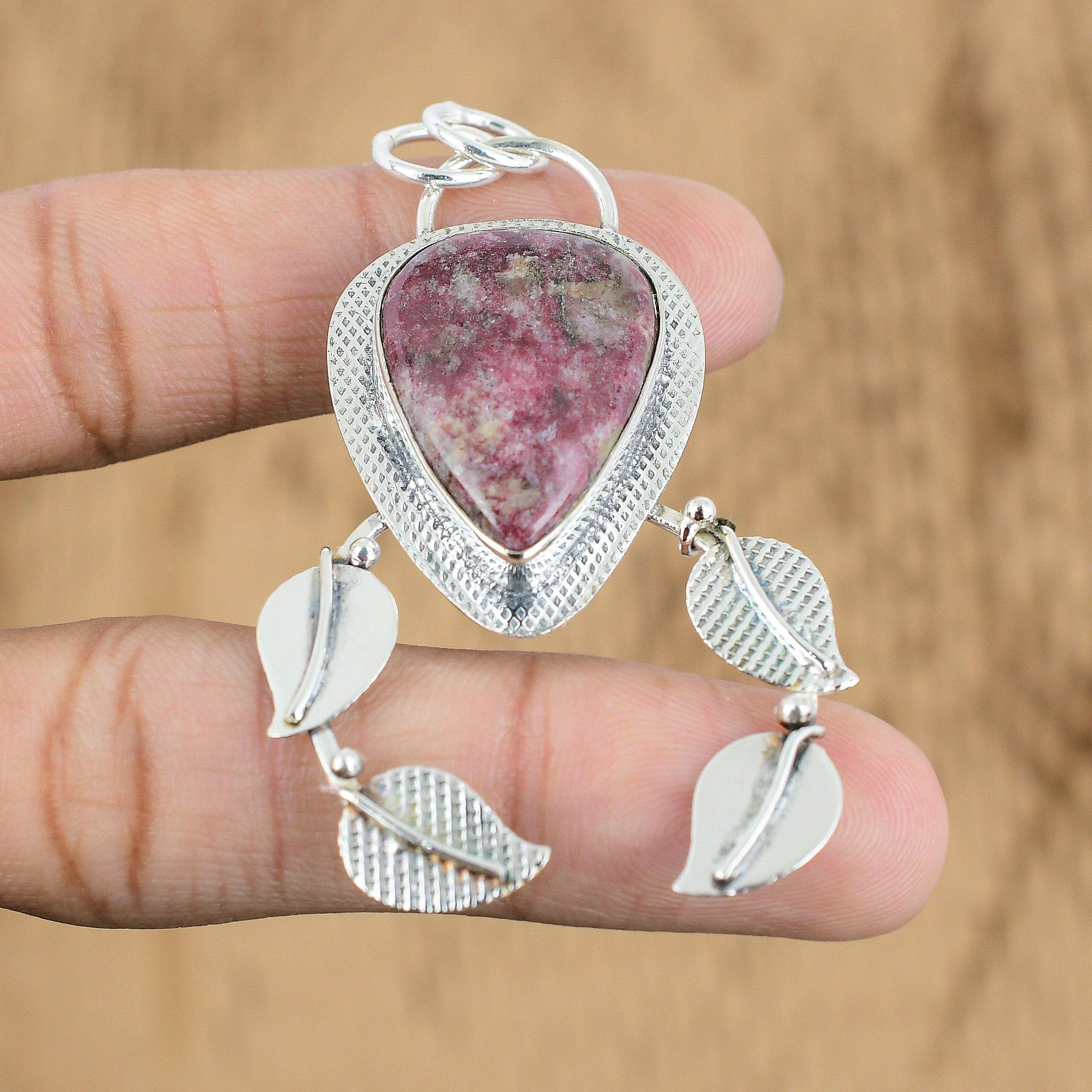 Wedding Gift For Her 925 Sterling Silver Natural Thulite Gemstone Pendant