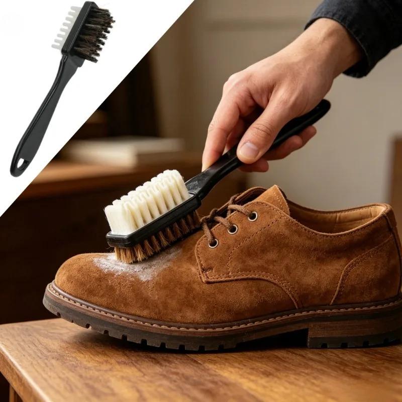 2-in-1 Suede & Shoe Brush with Eraser for Boots Nubuck & Imitation Leather Care Shoes/Boots/Bags Scrubber Cleaner Eraser