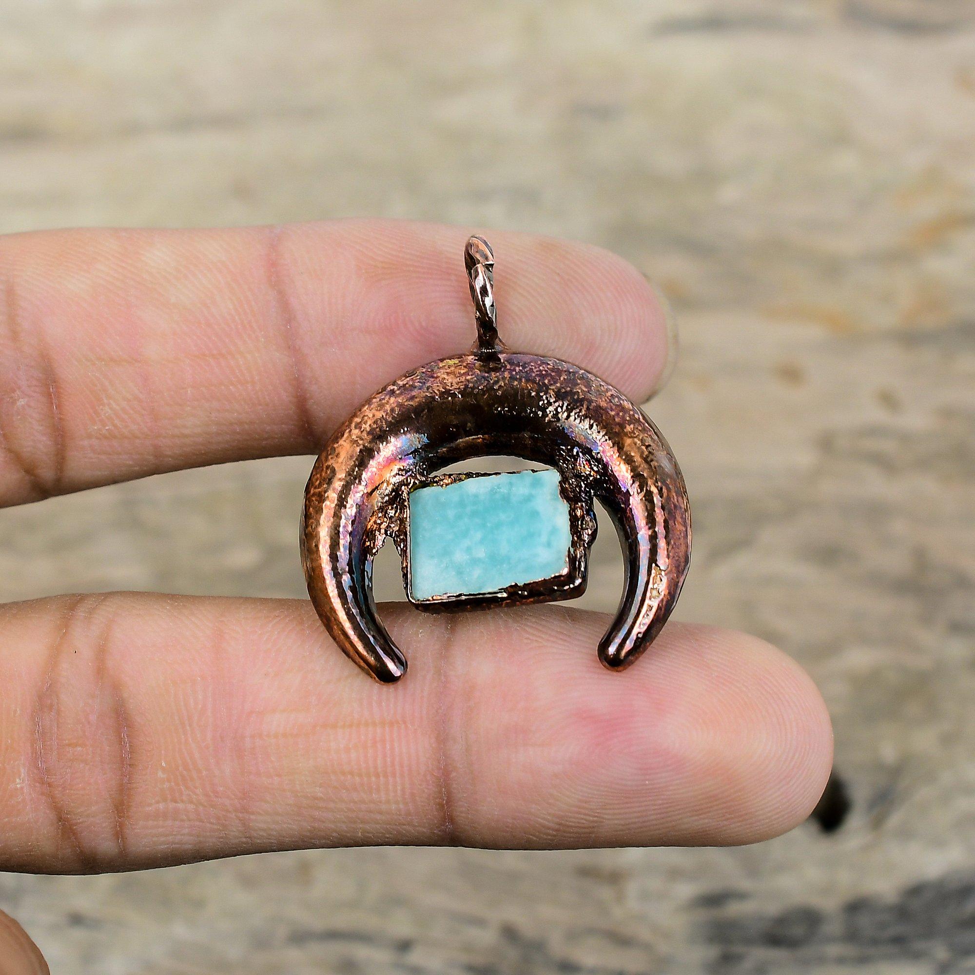 Amazonit Anhänger Elektrogeformter Kupfer Anhänger Neuestes Design Anhänger Elektrogeformter Schmuck Handgemacht zierlicher Edelstein Anhänger Jahrestag Geschenk