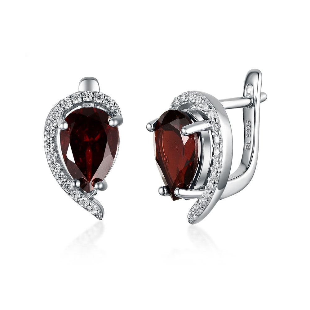 Bolaijewelry Natural Mozambique Garnet Pear 7*10mm Gemstone Earrings 925 Sterling Silver Fashion Woman Fine Jewelry
