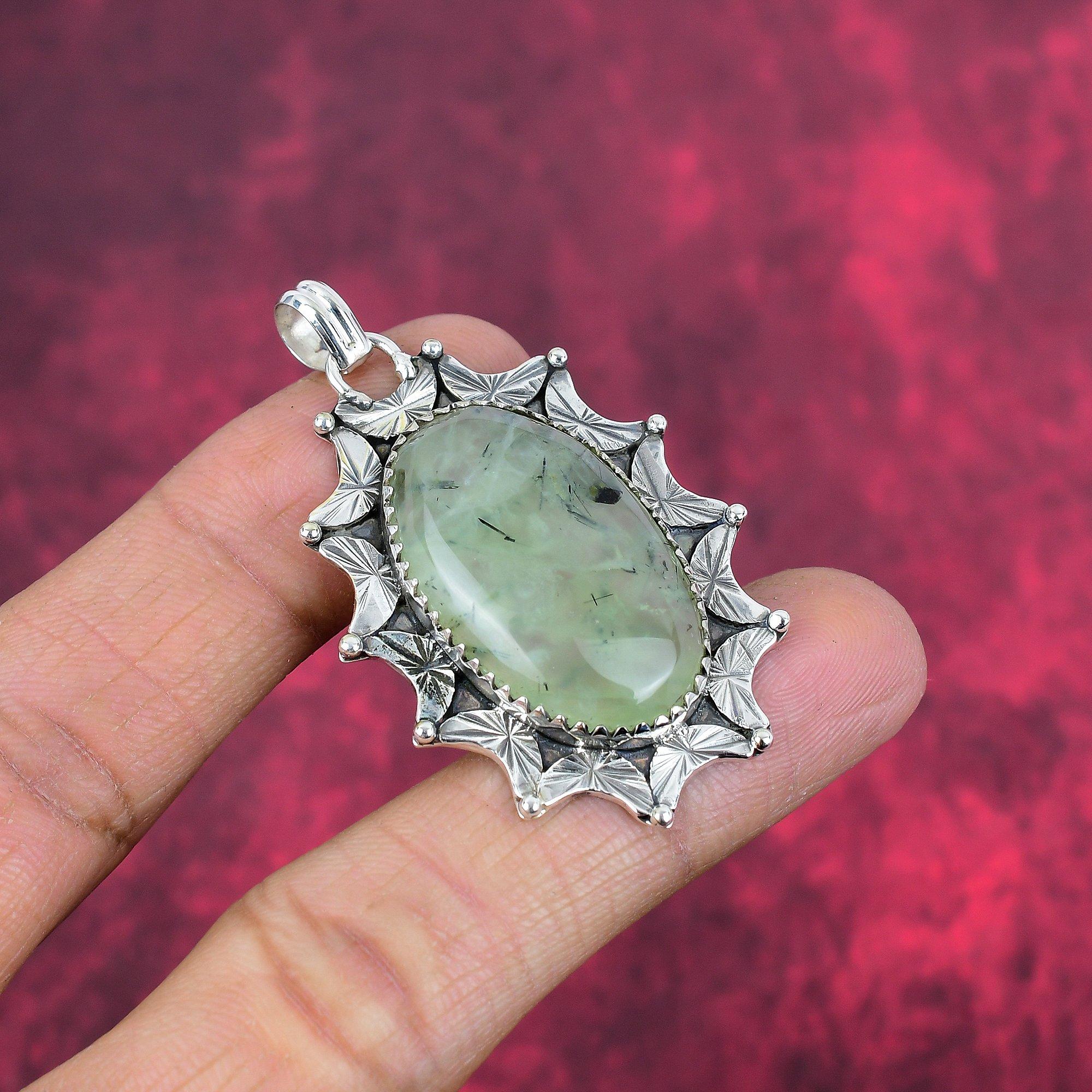 Prehnite Jewelry, 925 Solid Sterling Silver Pendant Handmade Gemstone Jewelry, Gifts For Wife Brand New Pendant