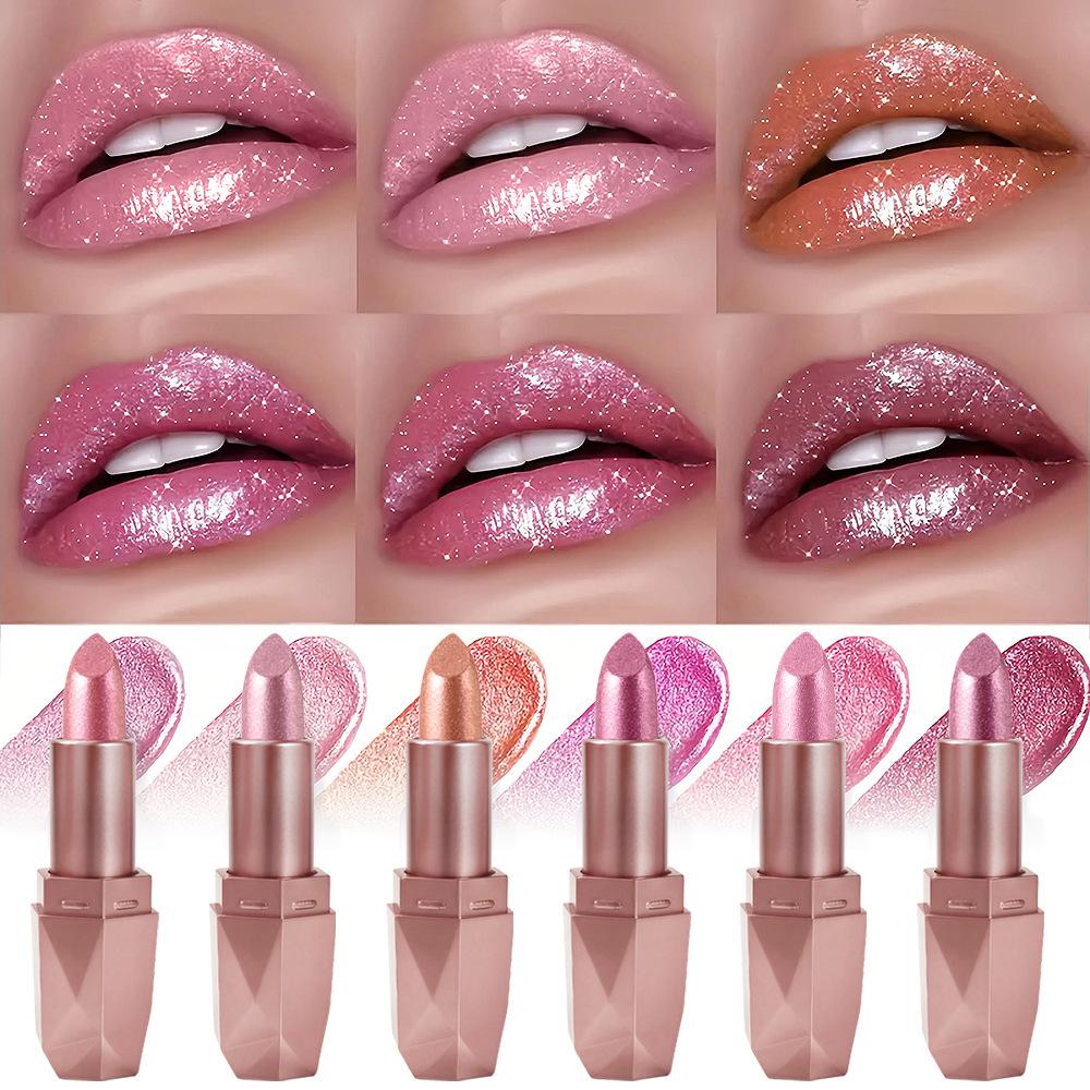 Glitter Shiny Metallic Lipstick Pearlescent Lip Tint,Long Lasting Lip Matte Lip Makeup Gifts for Women Lip Oil Cosmetic