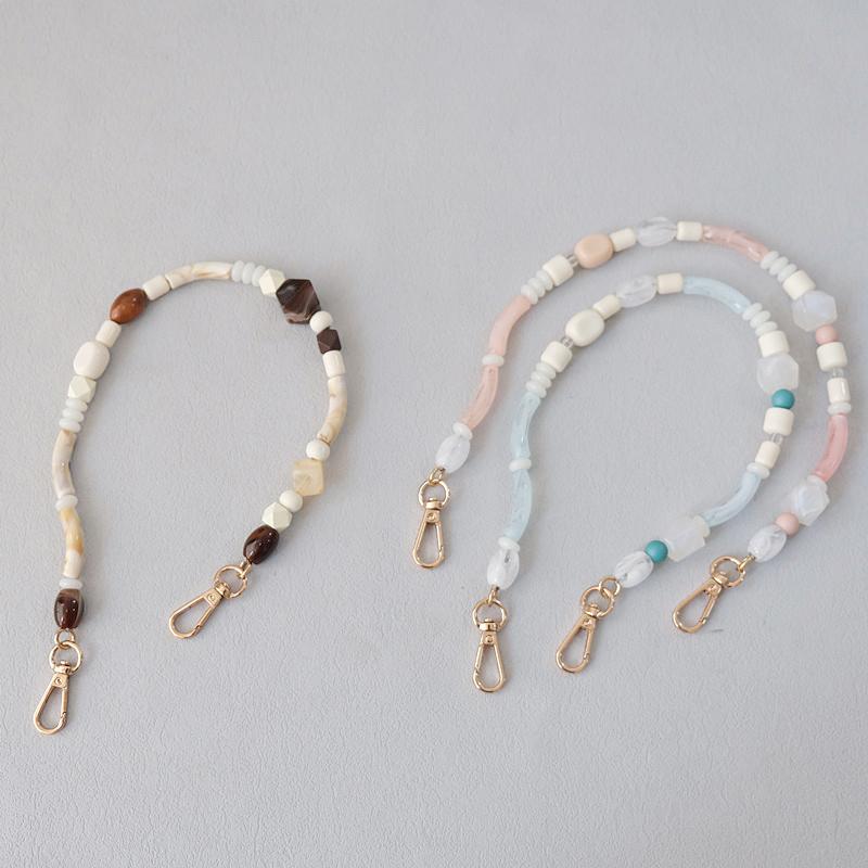 New Woman Bag Accessory Colorful Wood Resin Beads Handcrafted Wristband Acrylic Bag Chains Women Replacement Bag Handle Chain