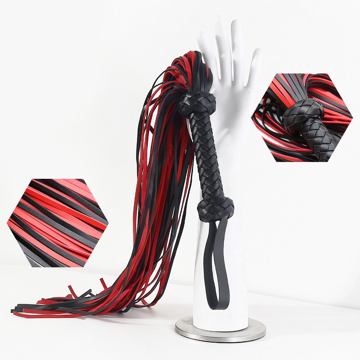 Adult sex SM BDSM toys Whip Flirting game Fine tassels Spanking Slight pain PU Woven handle Queen's Instruction Binding
