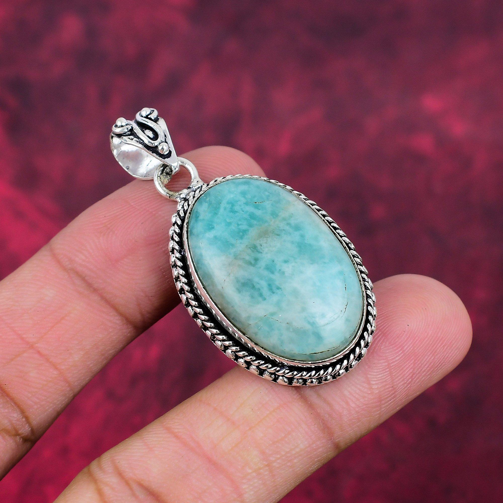 Amazonite Pendant, 925 Solid Sterling Silver Pendant Handmade Gemstone Jewelry, Gifts For Wife Brand New Pendant