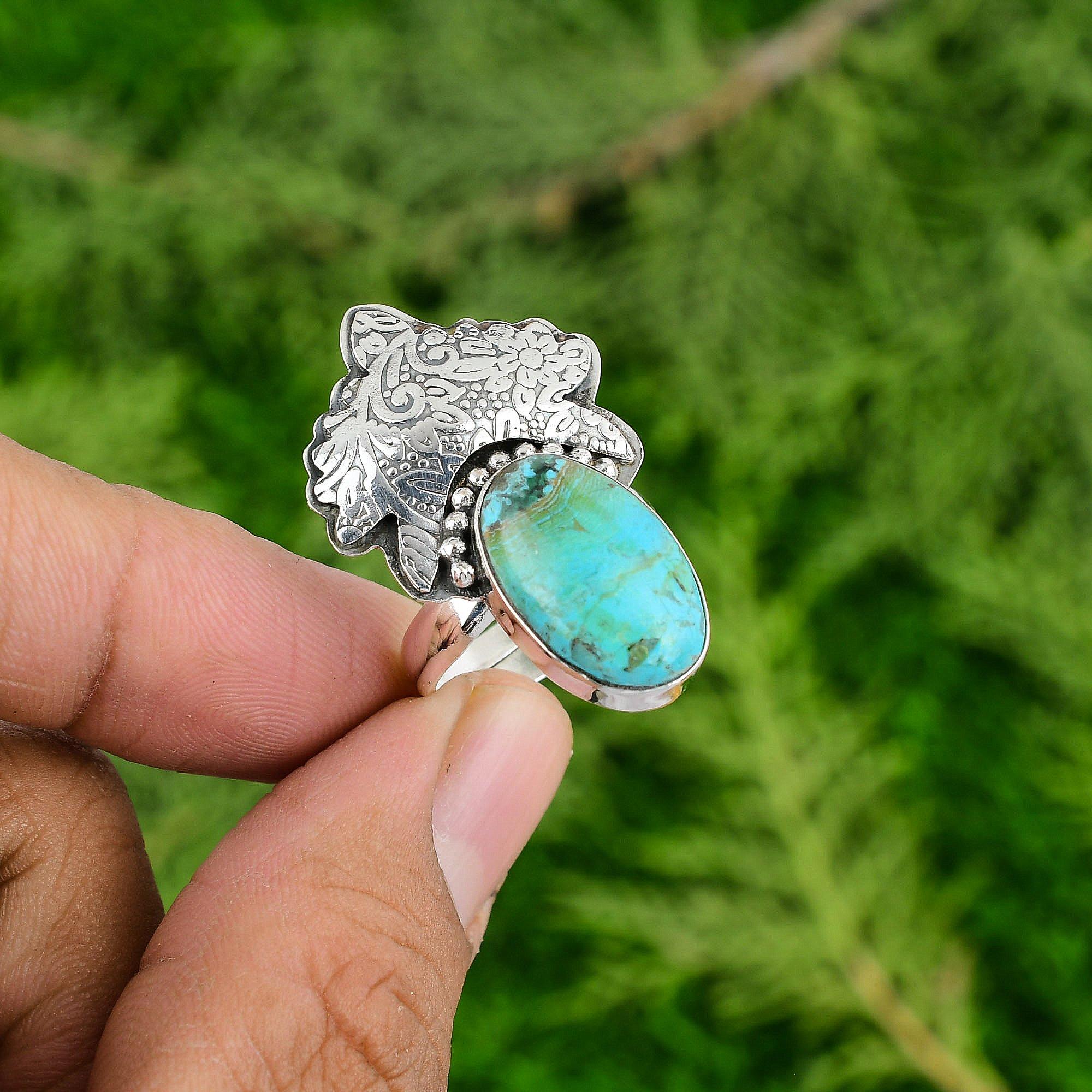 Sterling Silver Natural Shattuckite Birthday Solitaire Statement Handmade Ring