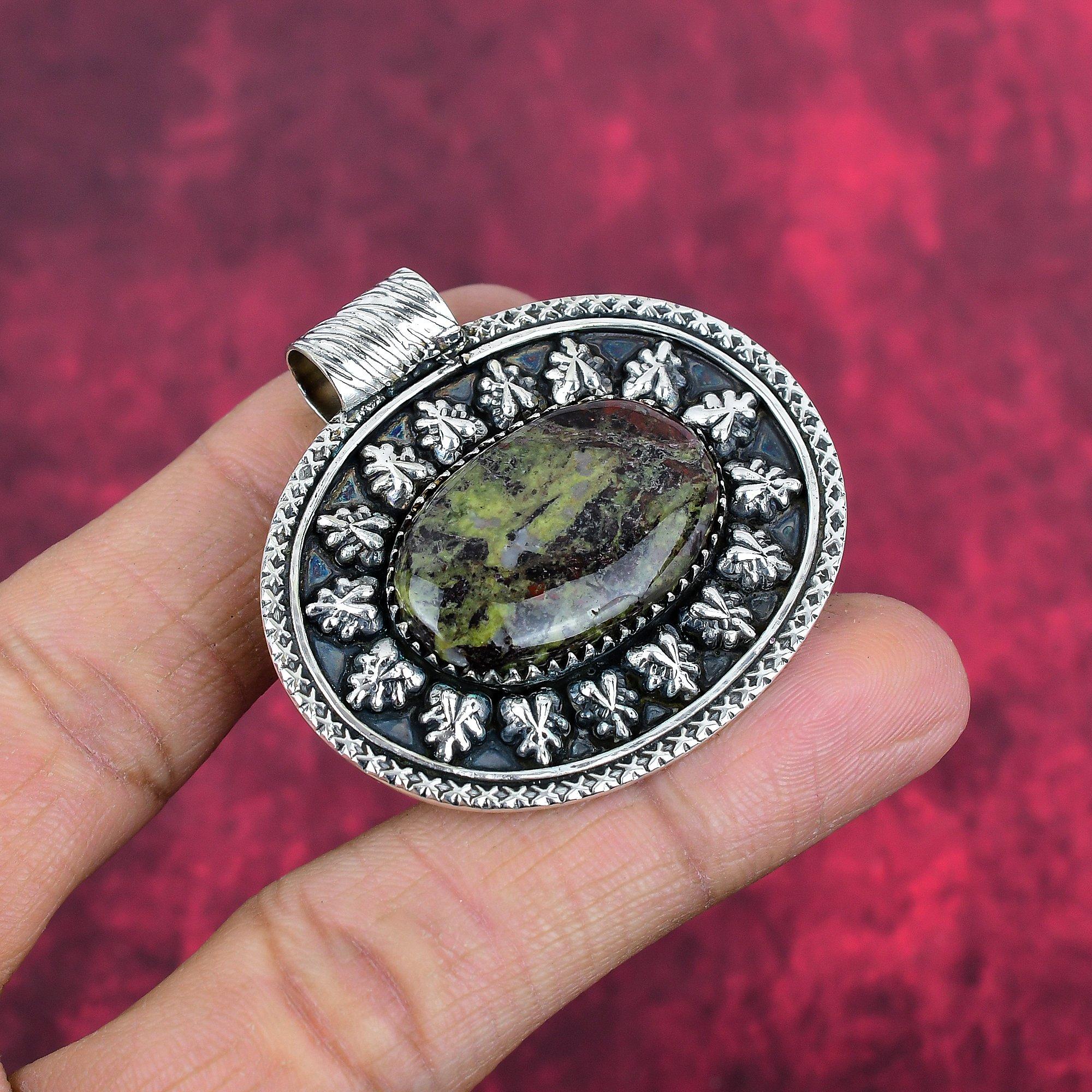 Dragon Bloodstone Jewelry, Handmade Gemstone Pendant, 925 Solid Sterling Silver Pendant Antique Jewelry, For Engagement Gift