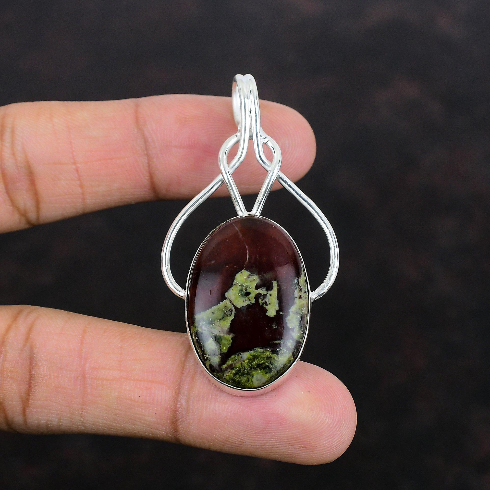 Dragon Bloodstone Pendant Real Gemstone Jewelry Dainty Pendant 925 Sterling Silver Pendant Handmade Dragon Bloodstone Jewelry Gifts For Mom