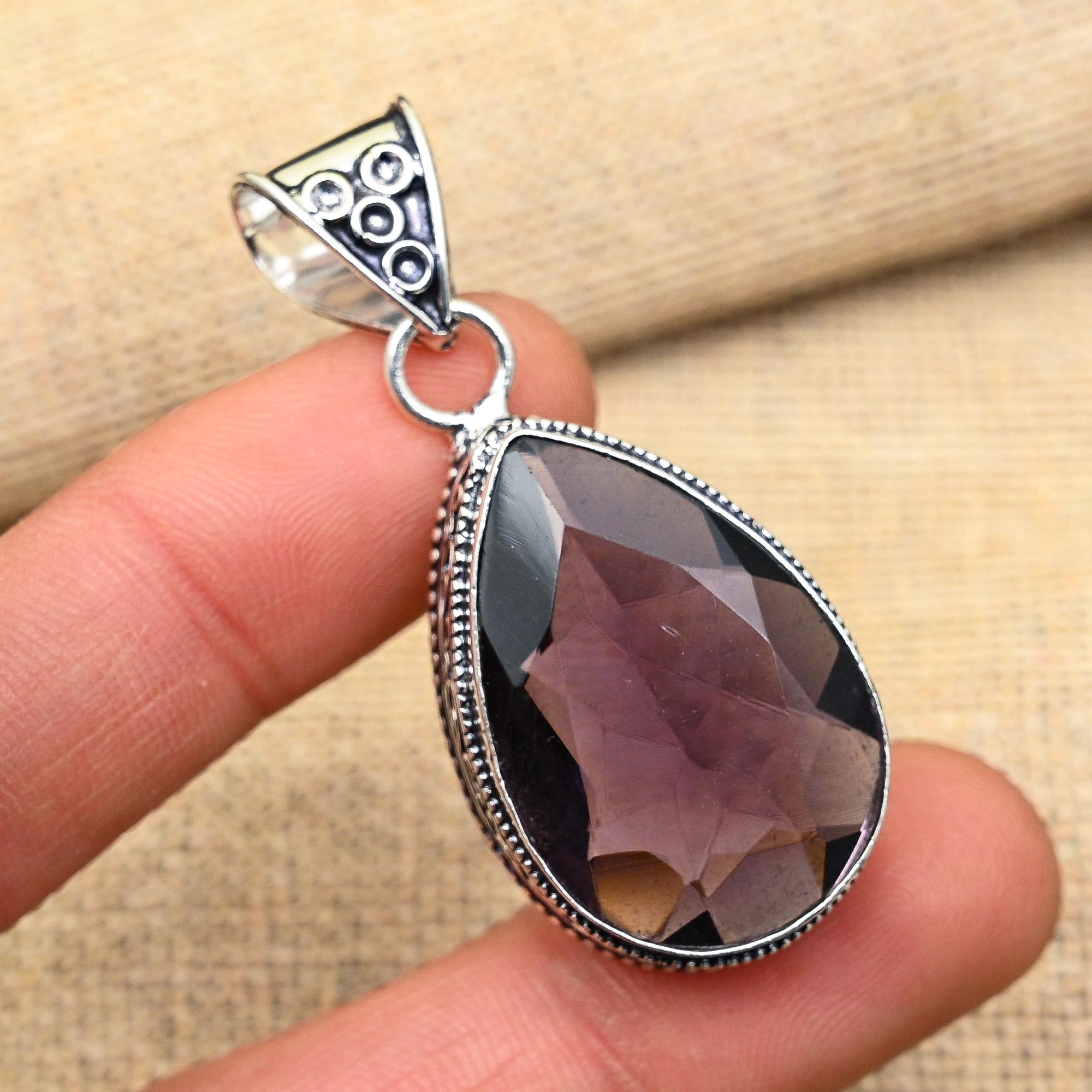 Amethyst Gemstone Handmade 925 Sterling Silver Jewelry Pendant For Wedding Gift
