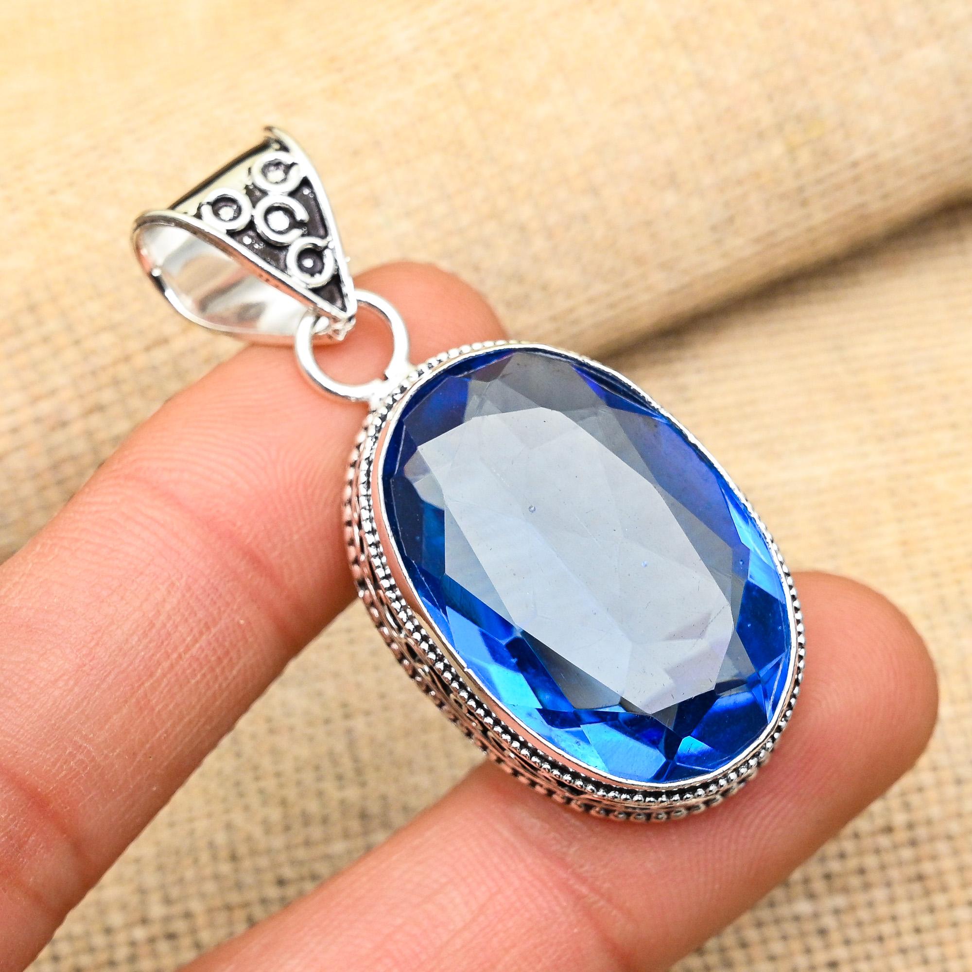Gorgeous Tanzanite Gemstone 925 Sterling Silver Jewelry Handmade Pendant For Her