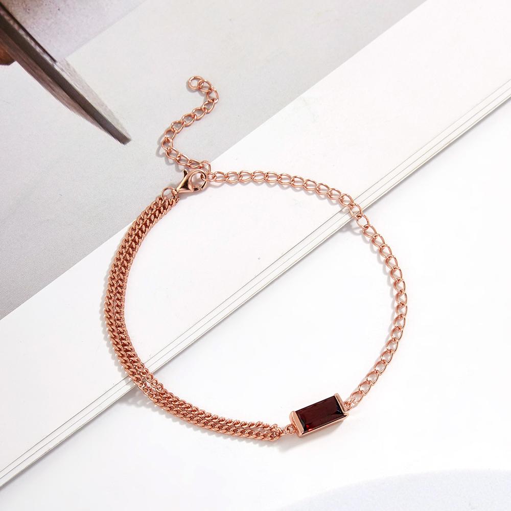 New Chain Design Natural Garnet Bracelet Vintage Fashion Girls Boutique Jewelry 925 Sterling Silver Gift