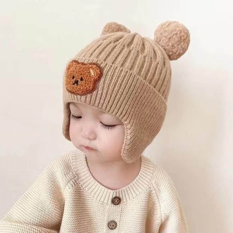 Woolen Hat, Ear Protection Hat, Children's Winter Thick Warm Knitted Hat, Baby Hat