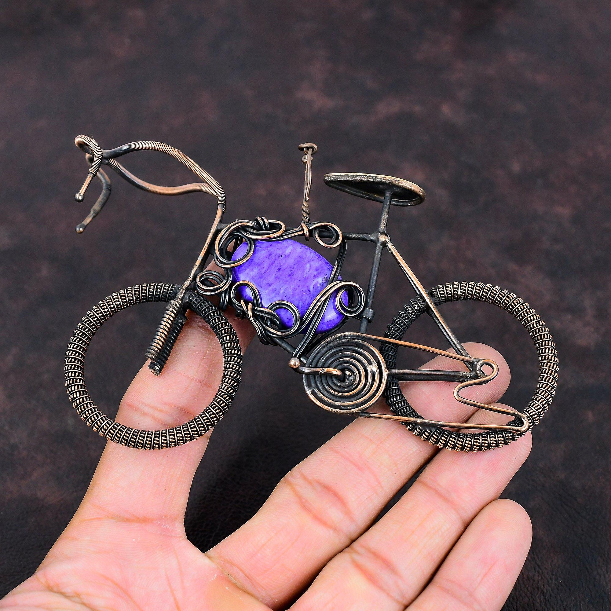Charoite Pendant Copper Wire Wrapped Jewelry Handmade Cycle Pendant Gemstone Pendant Antique Jewelry Copper Wire Wrap Pendant Gift For Women