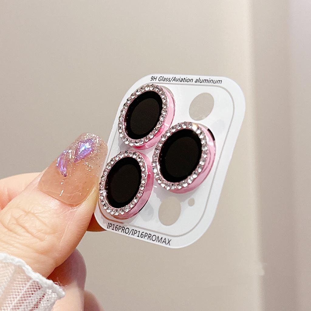 Luxusní 2-3 ks Kryt chrániče objektivu fotoaparátu pro iPhone 16 15 14 Plus 13 11 Pro Max 12 Mini 15plus Dívčí třpytivý diamantový kovový ochranný skleněný film