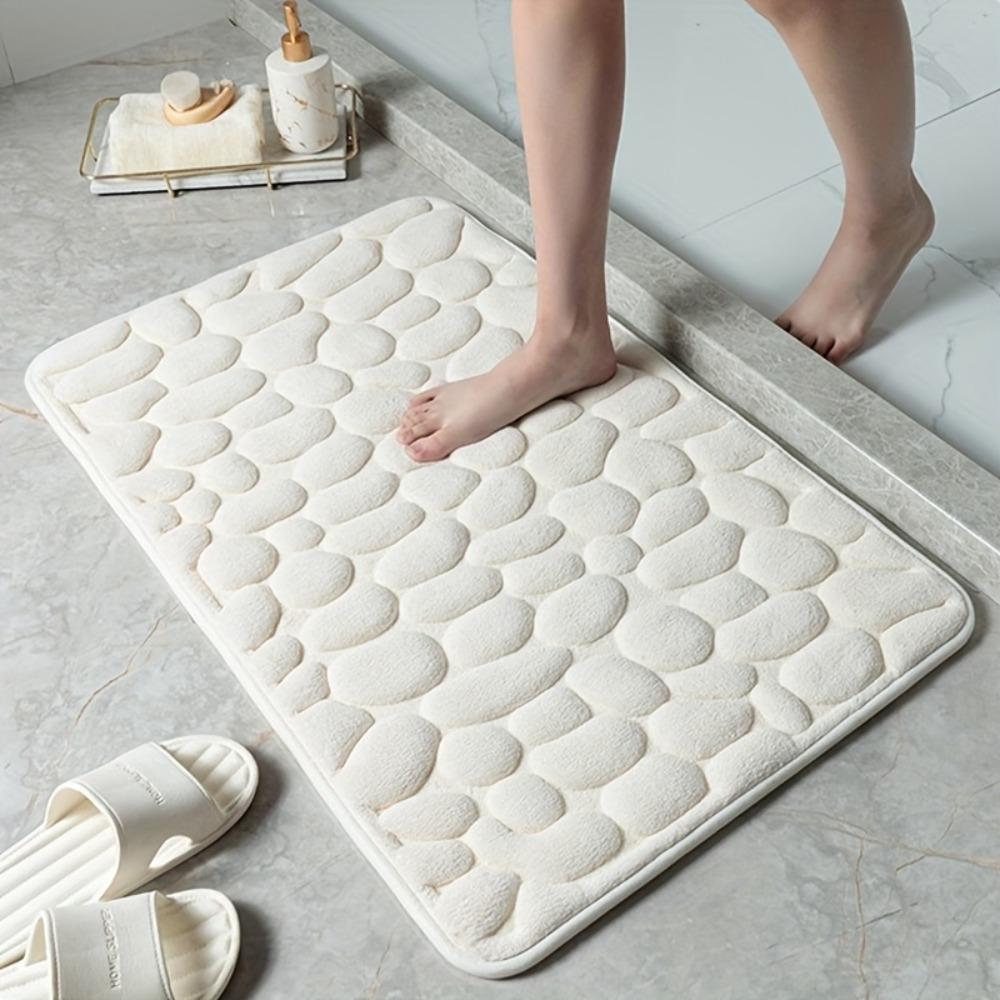 Rutschfeste Badematte mit PVC-Rücken - Maschinenwaschbar, Flache Polyester-Badematte, Niedriger Flor, Gewebter Stoff Rechteckiger Badezimmerteppich, Hochsaugfähig