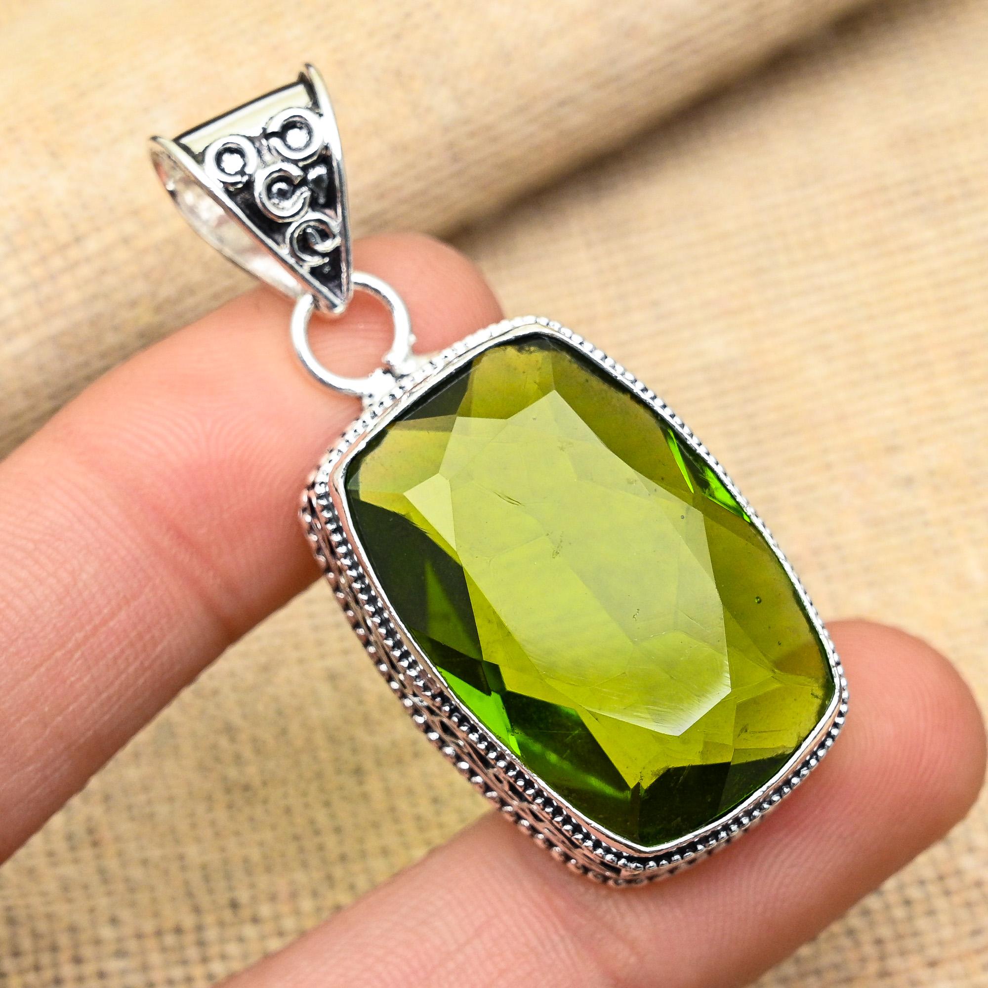 Awesome Peridot Gemstone Handmade 925 Sterling Silver Jewelry Pendant For Women