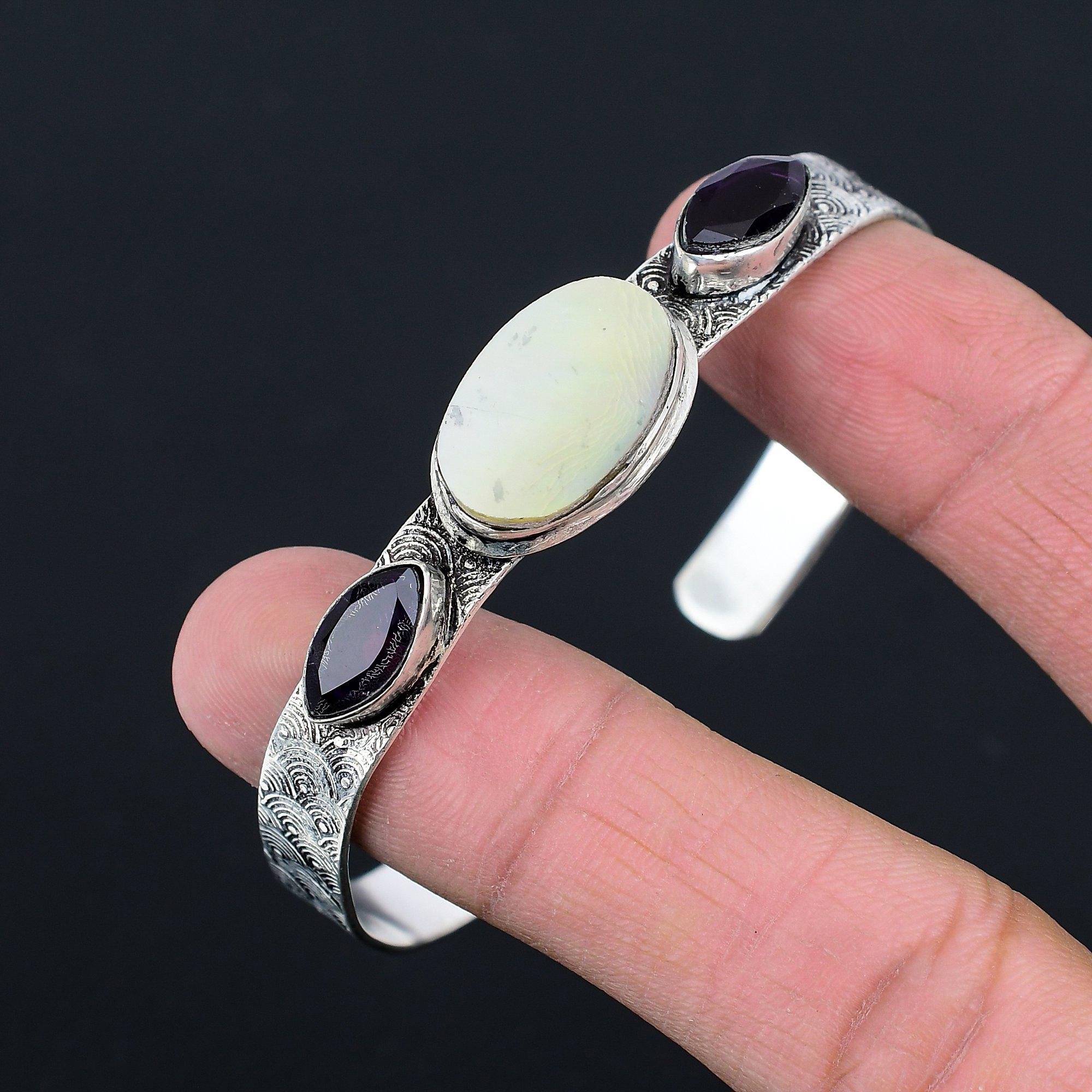 Natürlicher Perlmutt Edelstein 925 Sterling Silber Armreif Verstellbar Für Mädchen