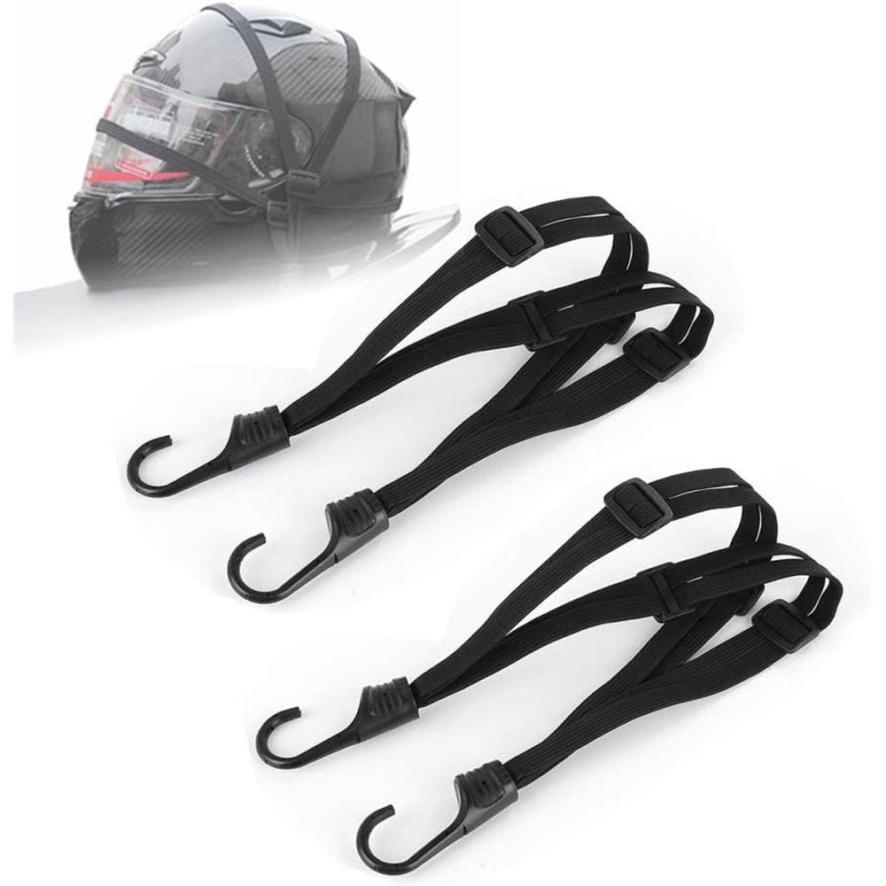 2 Pcs Universal Motorcycle Helmet Luggage Rope 24" Motorcycle Bungee Cord Bandage Retractable Elastic Strap With 2 Hooks (Black)