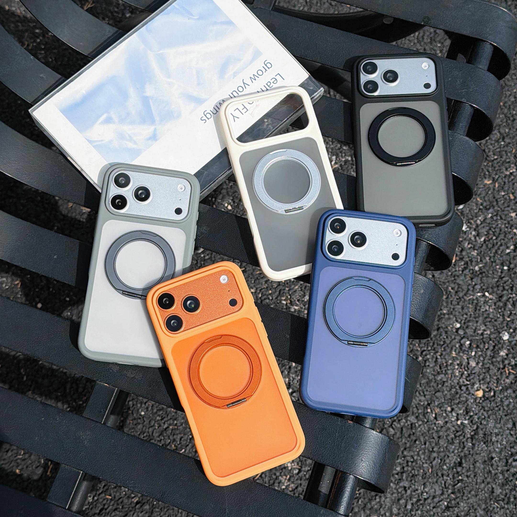 Magnetic For Magsafe Ring Holder Case For iPhone 17 Pro Max 16 15 14 13 Luxury Skin Feel Rugged Bumper Hybrid PC Shockproof Matte Clear Stand Cover