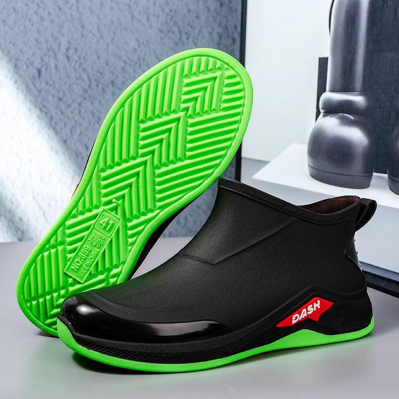 Rain Boots, Men's Shoes, Rainproof and Waterproof Shoes, Short Mid Length Rain Boots, Water Boots, Work Rubber Shoes