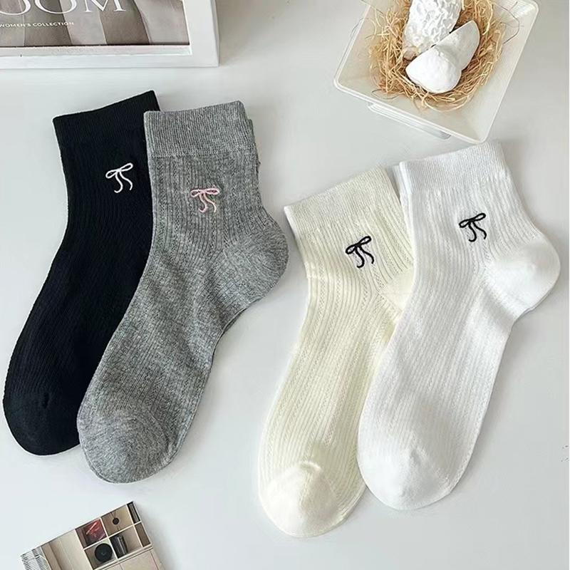 Women's Socks New Style Pure Color Sweet Lolita Socks Bow Socks Thin Cotton Mesh Socks