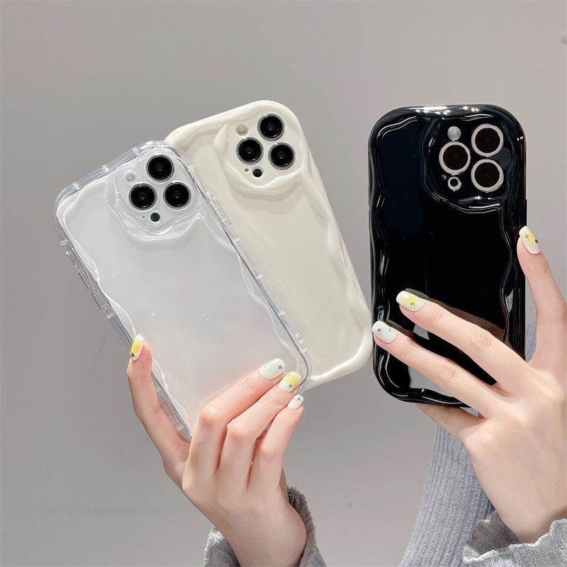 Cream Texture Casing Wavy Edge Soft Silicone Cover Phone Case For iPhone Samsung Huawei Honor Xiaomi Redmi Infinix Tecno Soft Back Cover