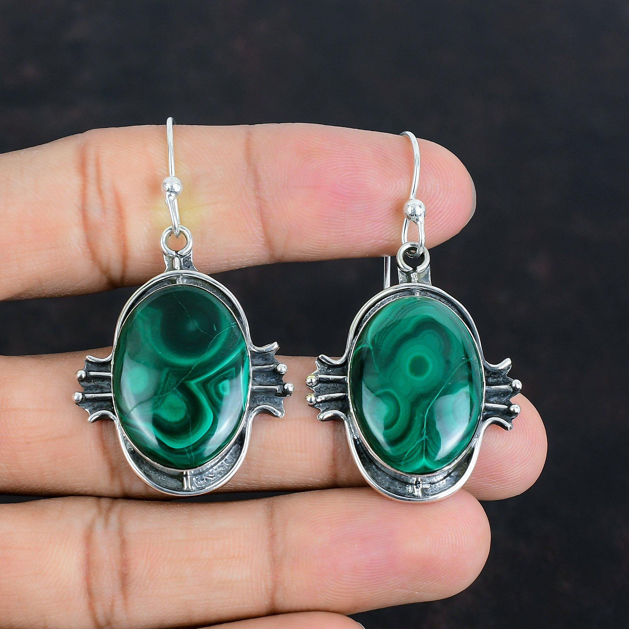 Malachite Earring Gemstone Jewelry Handmade Earrings 925 Sterling Silver Earring Dainty Malachite Jewelry Brand New Earring Engagement Gifts