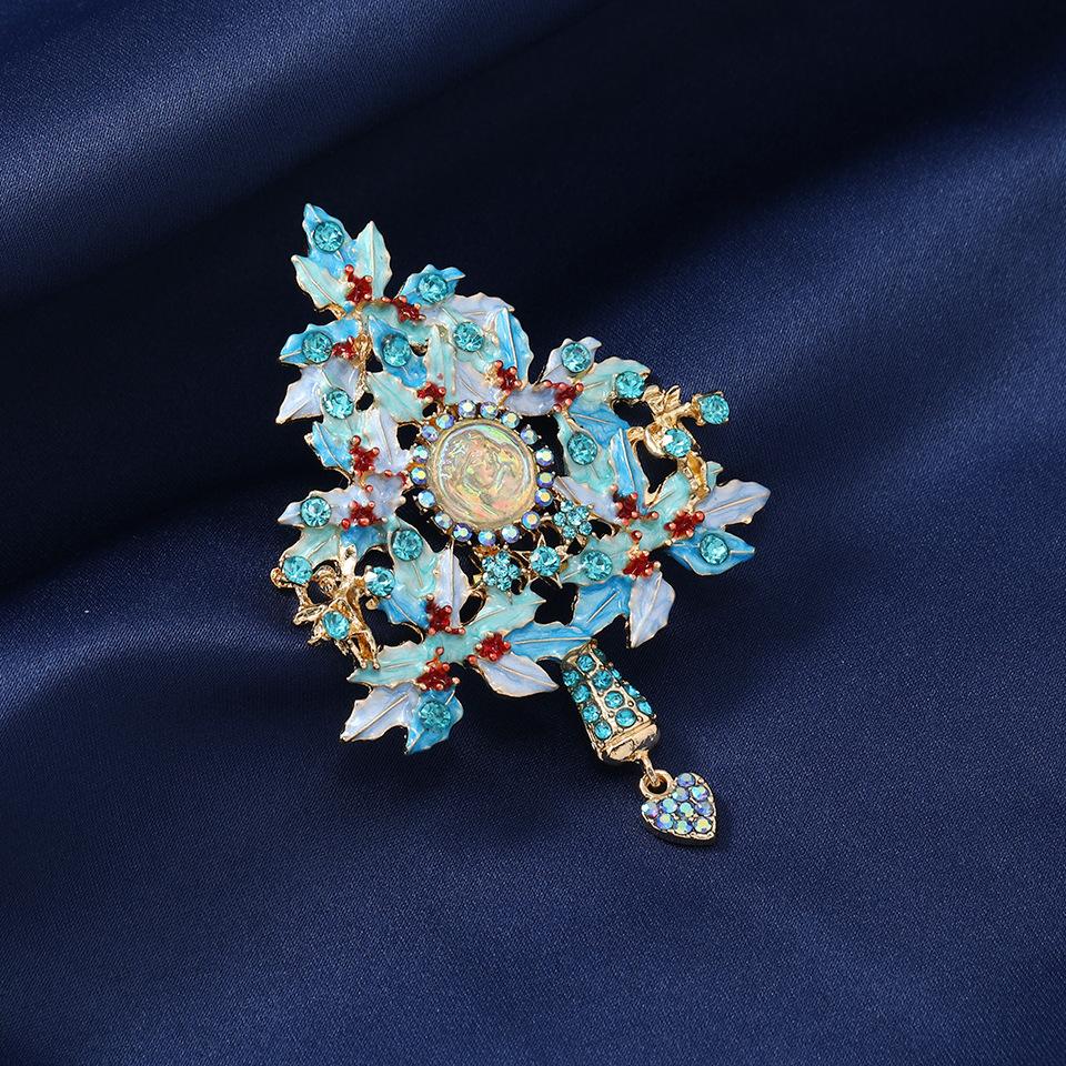 Vintage Enamel Rhinestone Maple Pendant Brooch Dream Angel Vintage Corsage Accessories