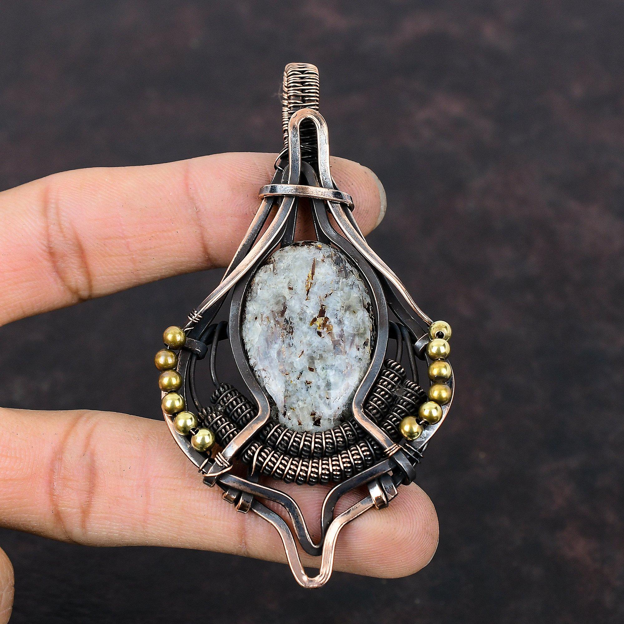 Astrophyllite Pendant Copper Wire Wrapped Gemstone Pendant Astrophyllite Jewelry Handmade Pendant Copper Wire Wrapped Jewelry Gift For Mom