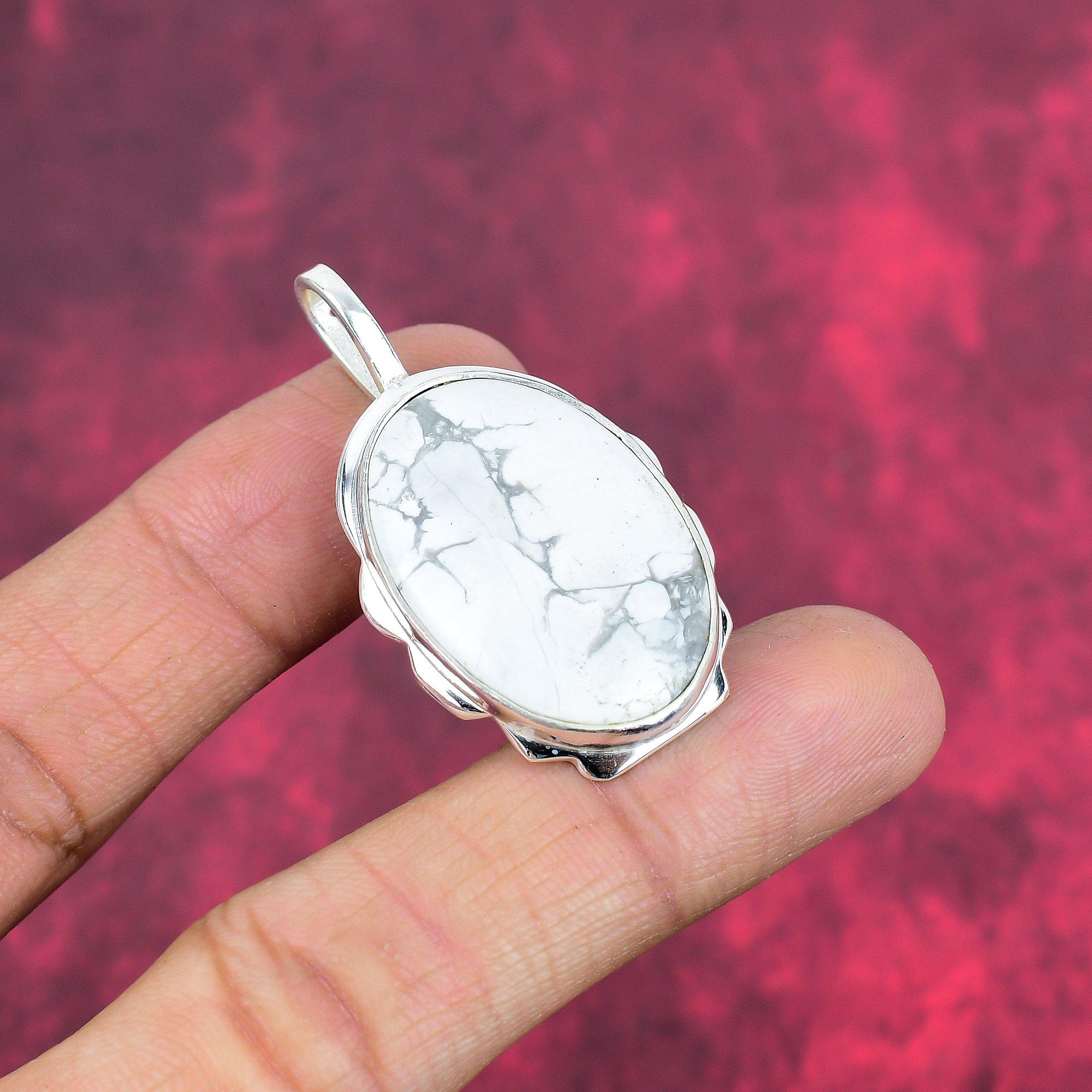 Howlite 925 Solid Sterling Silver Pendant, Handmade Gemstone Pendant Jewelry, Gifts For Wife Brand New Pendant