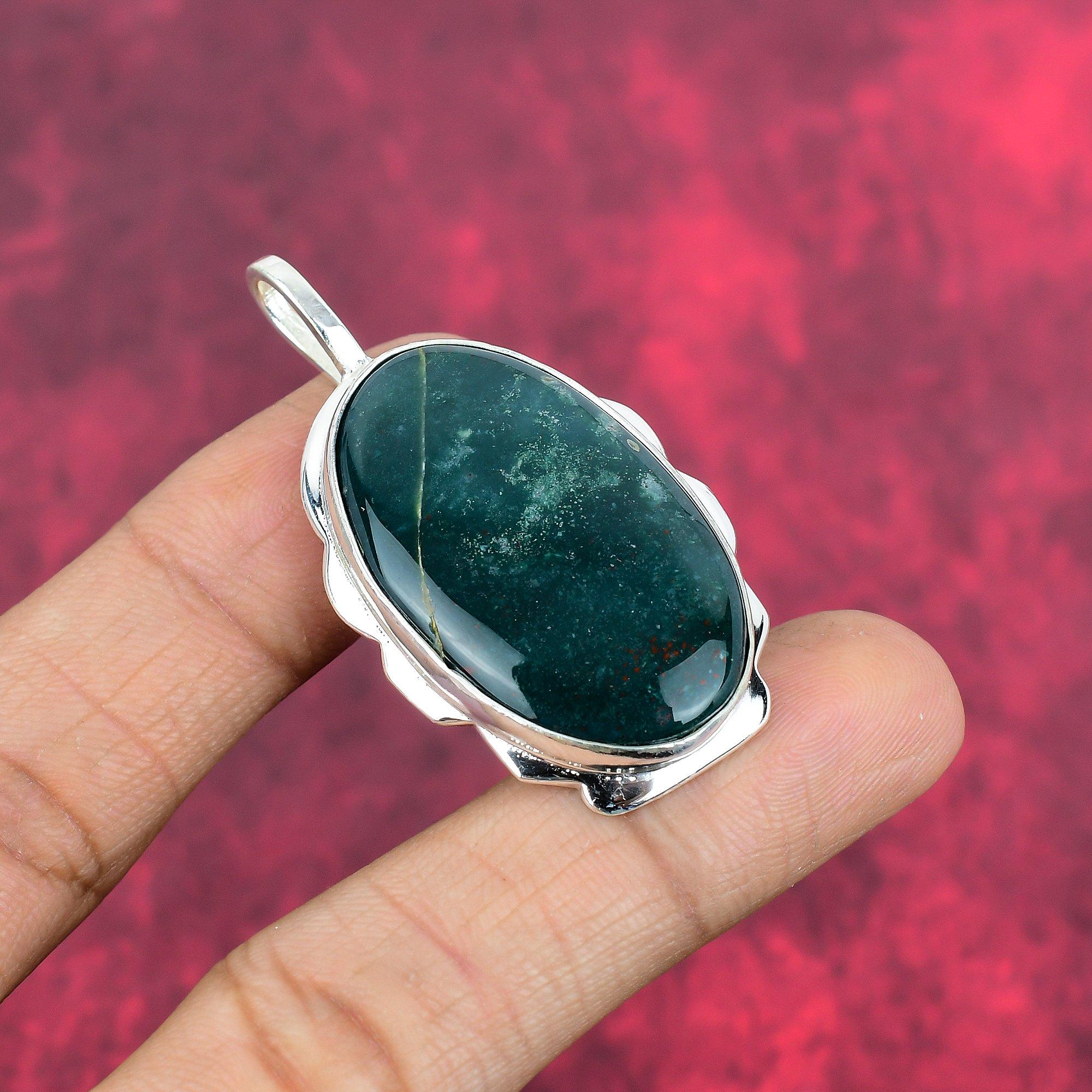 Moss Agate Pendant, Gemstone Jewelry 925 Solid Sterling Silver Pendant, Gift For Women Handmade Pendant