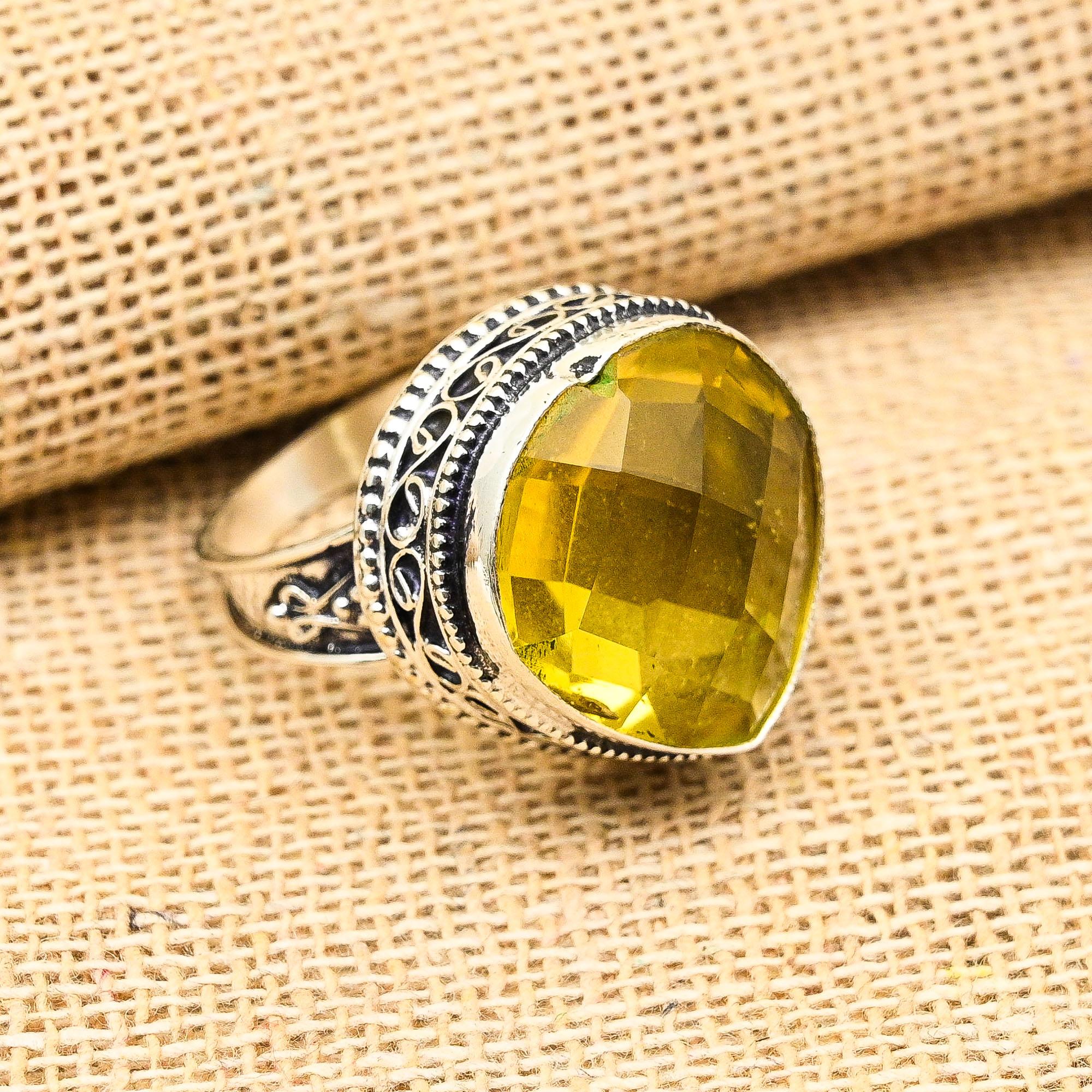 Citrin Edelstein Handgefertigt 925 Sterlingsilber Herzform Schmuckring für den Gedenktag