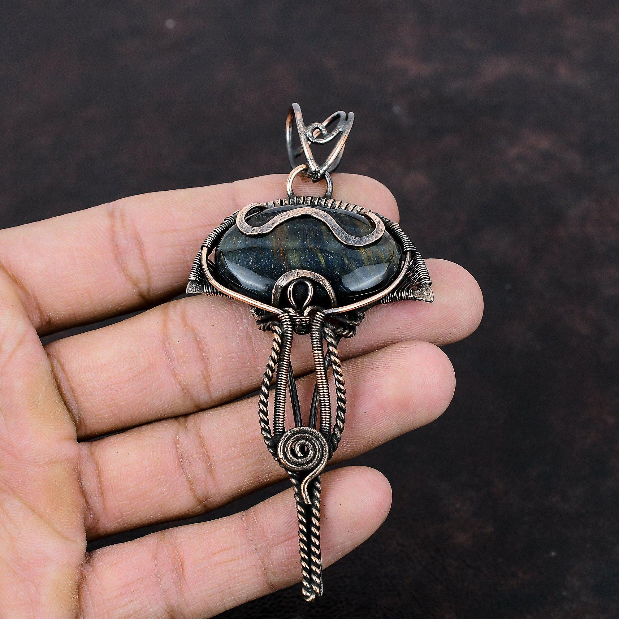 Nellite Pendant Copper Wire Wrapped Pendant Gemstone Pendants Copper Jewelry Handmade Boho Hippie Pendant Wire Wrapping Jewelry Gift For Her