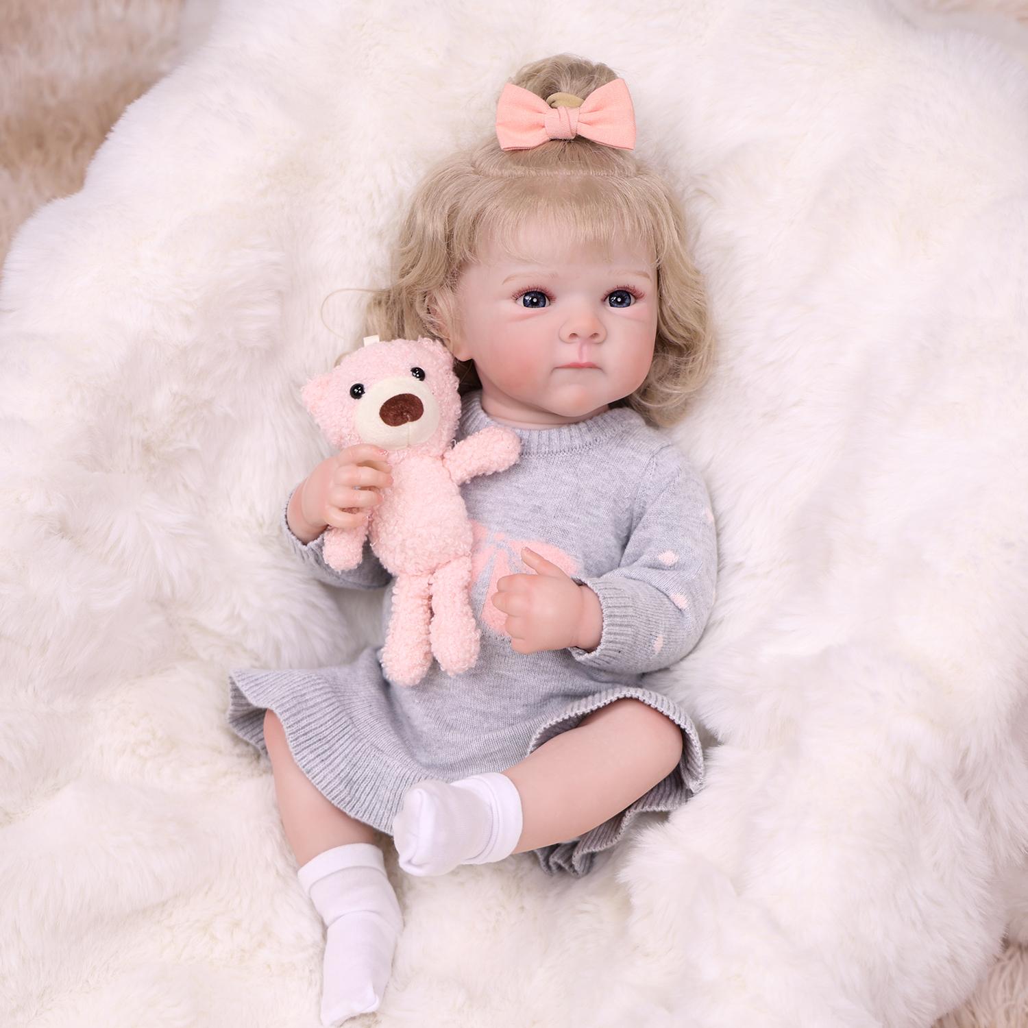 KEIUMI 18 Inch Realistic Reborn Baby Doll Full Silicone Vinyl Cute Girls Early Education Toy Birthday Gift
