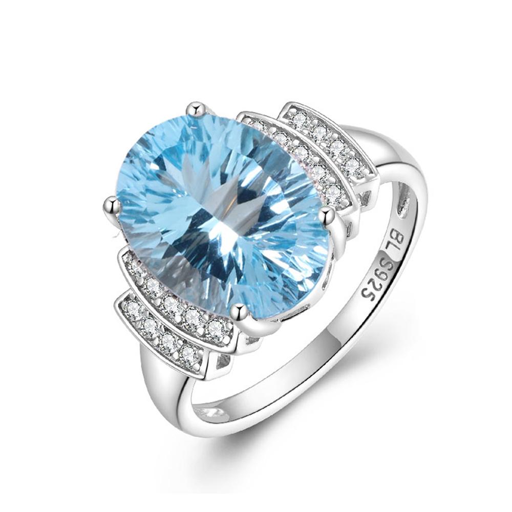Bague Topaze Bleu Ciel Naturel 8,50ct ovale 10*14mm pierre précieuse argent sterling 925 design classique bijou fin pour l'anniversaire des femmes