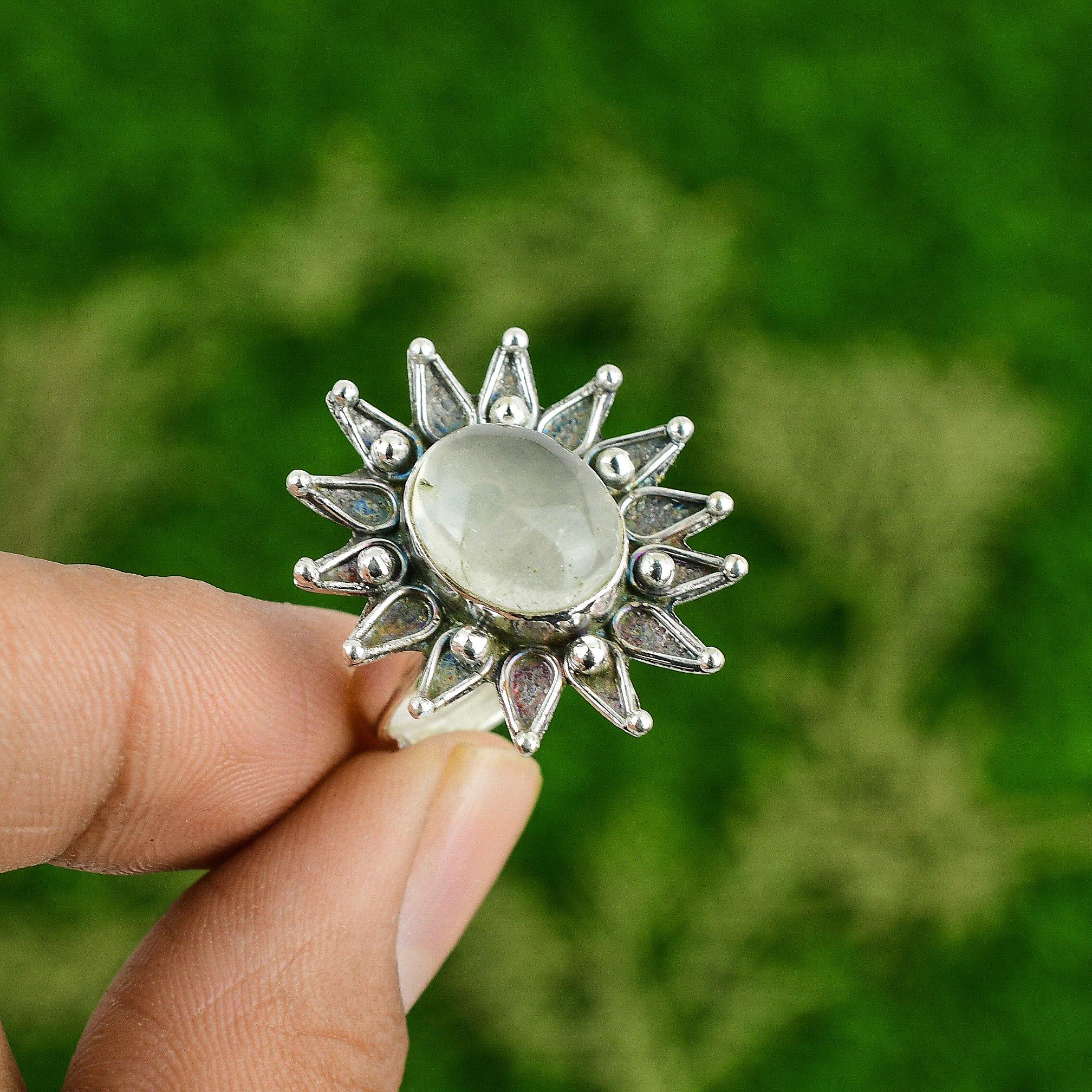 Womens Day Deal 925 Silver Oval Natural Moonstone Promise Elegant Stackable Ring