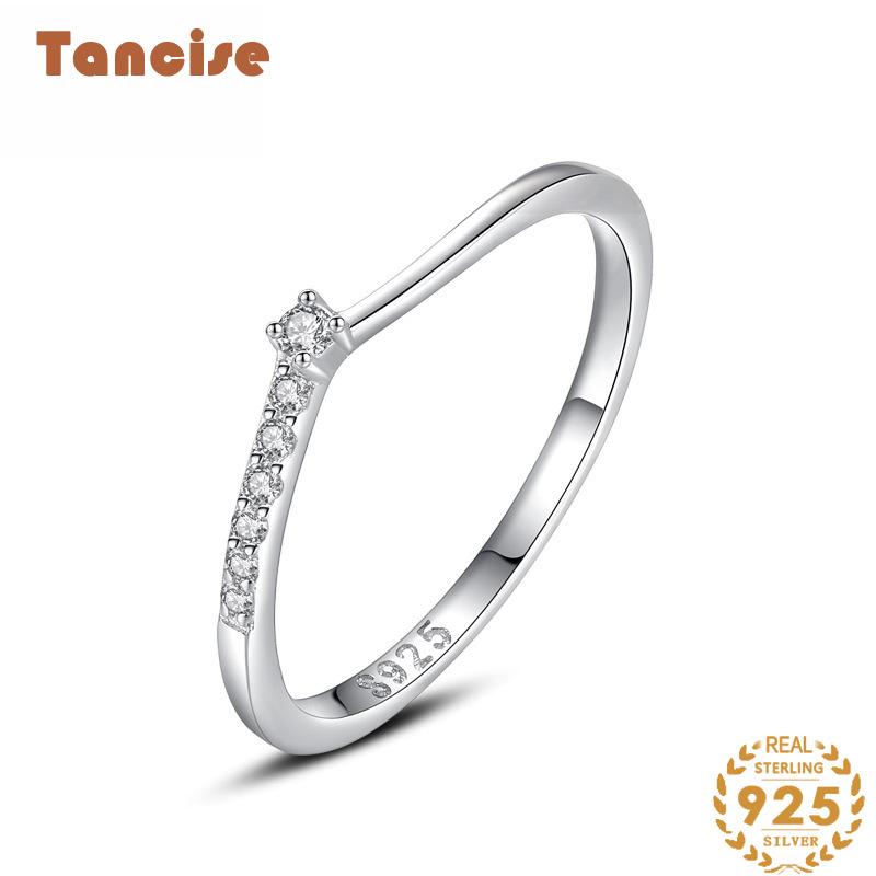 Tancise Classic 925 ασημένιο δαχτυλίδι ζιργκόν Γυναικεία κοσμήματα Δώρο γαμήλιας υπόσχεσης