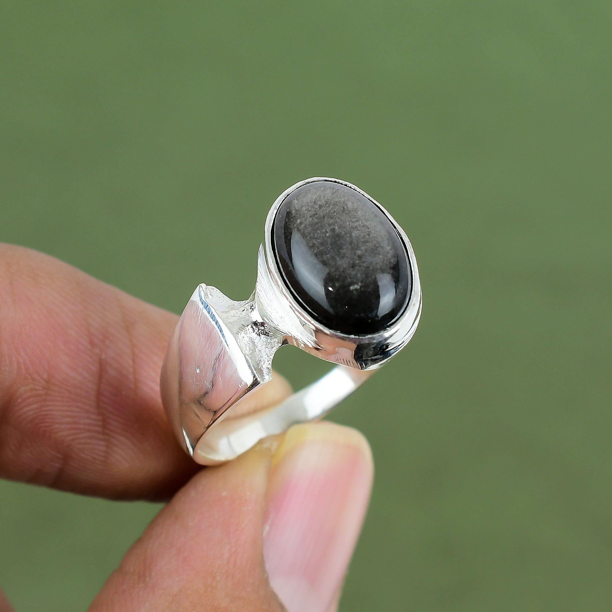 Silver Sheen Obsidian Ring 925 Sterling Silver Ring Real Gemstone Jewelry Latest Design Ring Handmade Amazing Jewelry Available In Ring Size
