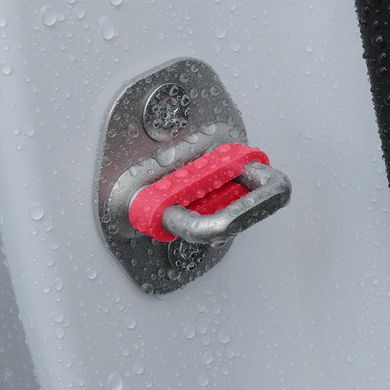 SEAMETAL 4pcs Car Door Lock Shock Absorber Pad Silicone Anti-Vibration Silent Damper Buffer Door Lock Buckle Protector