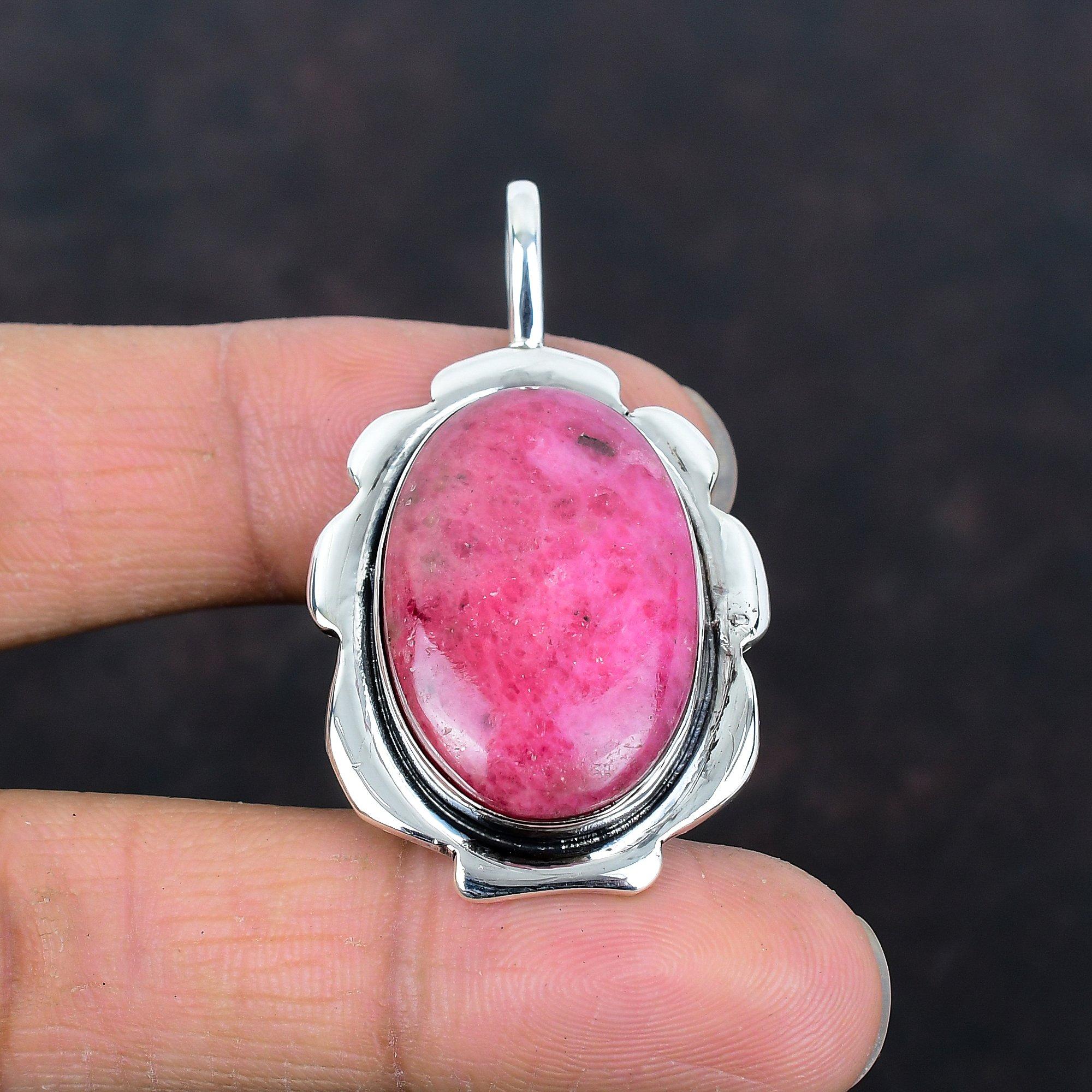 Rhodonite Pendant 925 Sterling Silver Pendant Gemstone Jewelry Handmade Unique Pendant Statement Pendant Gifts for Her Latest Design Jewelry