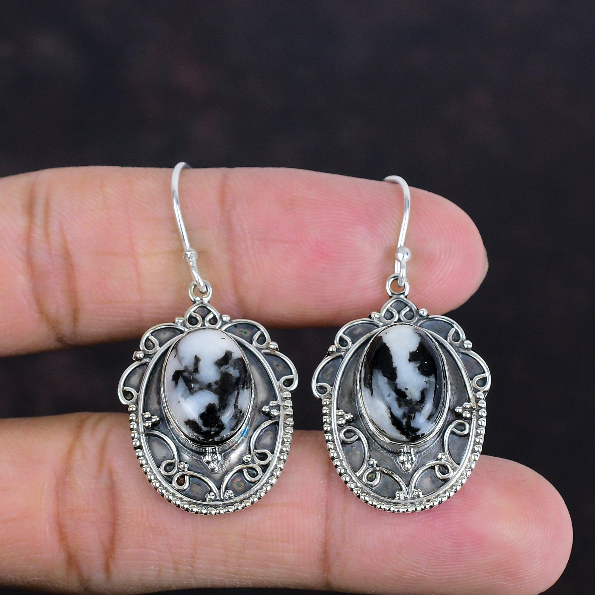 Cercei cu Turcoaz Bivol Alb Cercei cu Piatră Prețioasă Vintage Cercei din Argint Sterlin 925 Bijuterii Lucrate Manual Cercei cu Design Modern Cadouri Pentru Soție